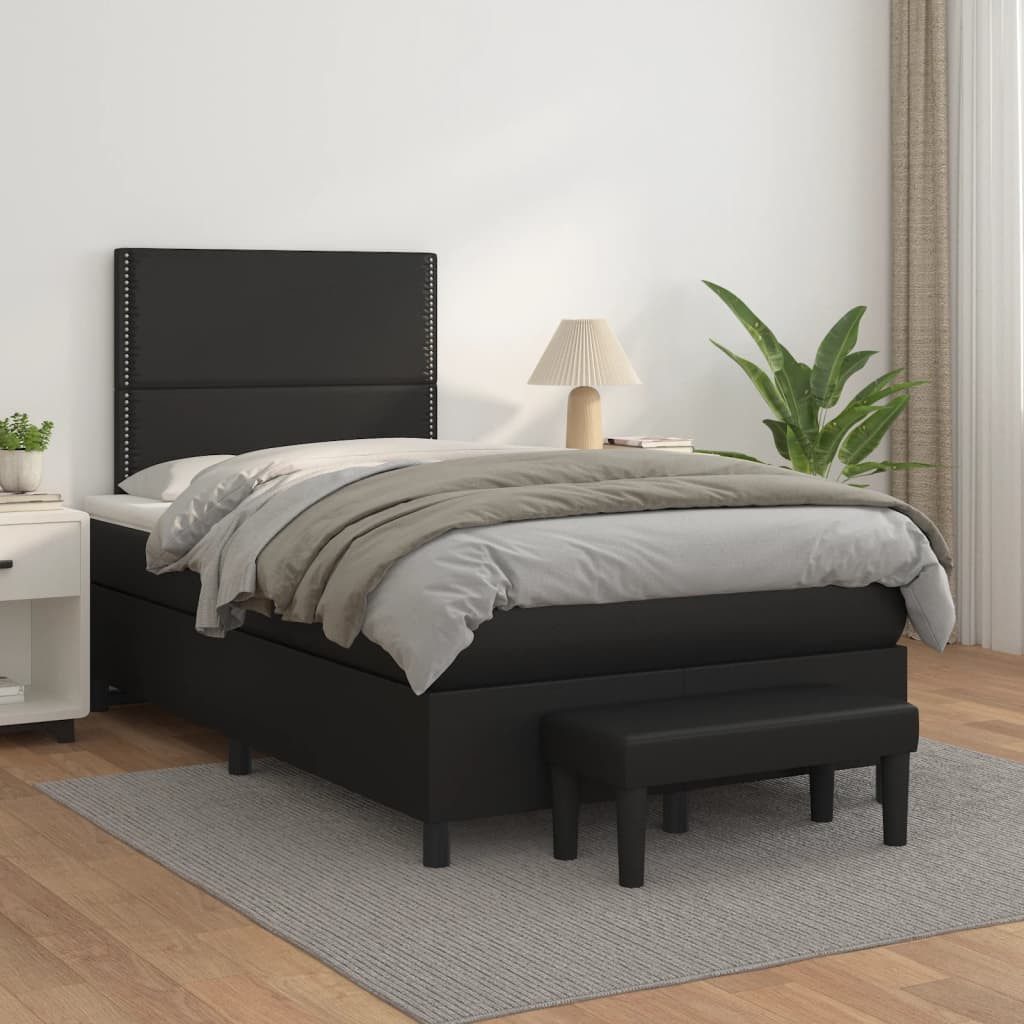 vidaXL Boxspringbett, Boxspringbett mit Matratze Schwarz 120x200 cm Kunstle günstig online kaufen