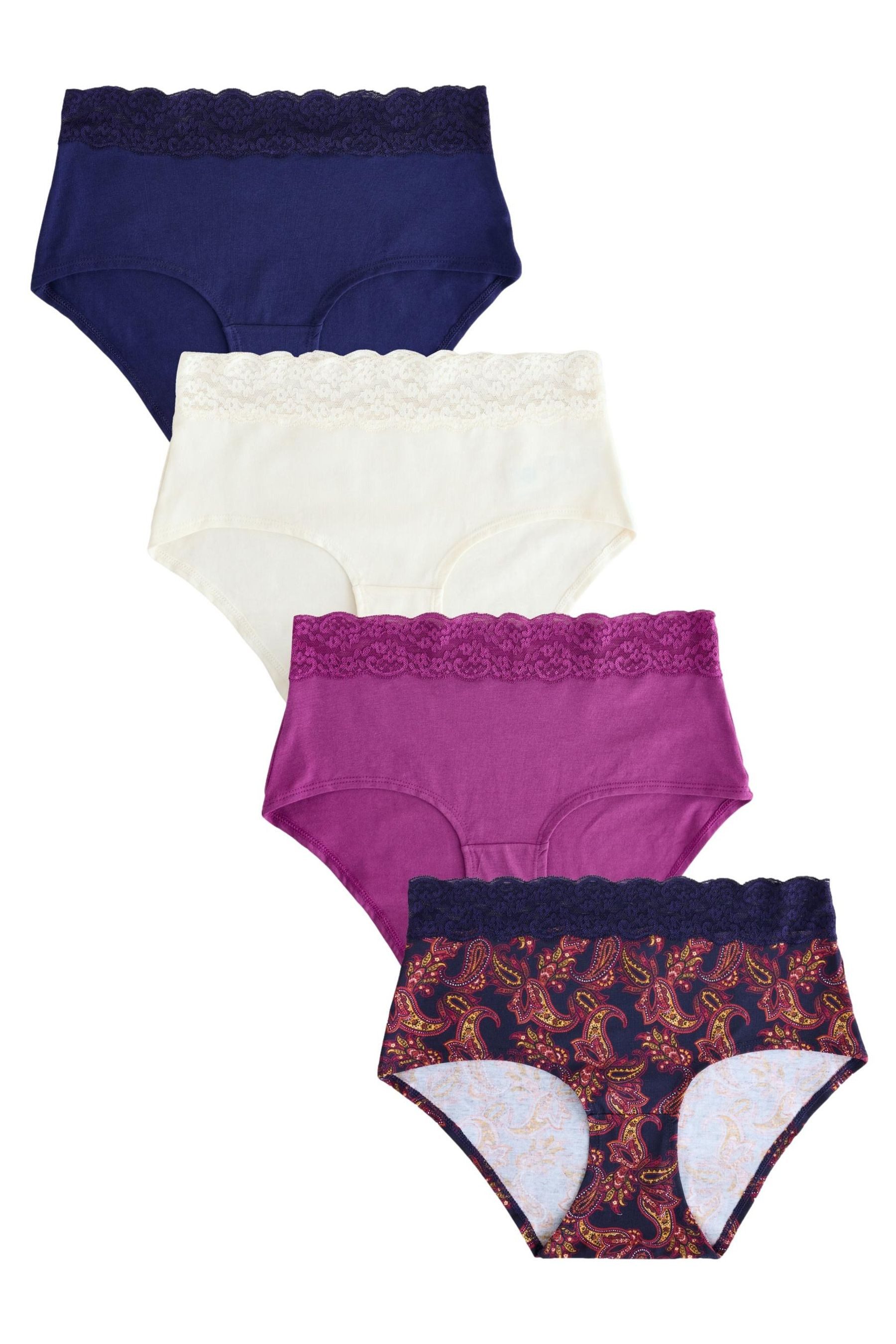 Midislip Spitzenslips im 4er-Pack, Midi