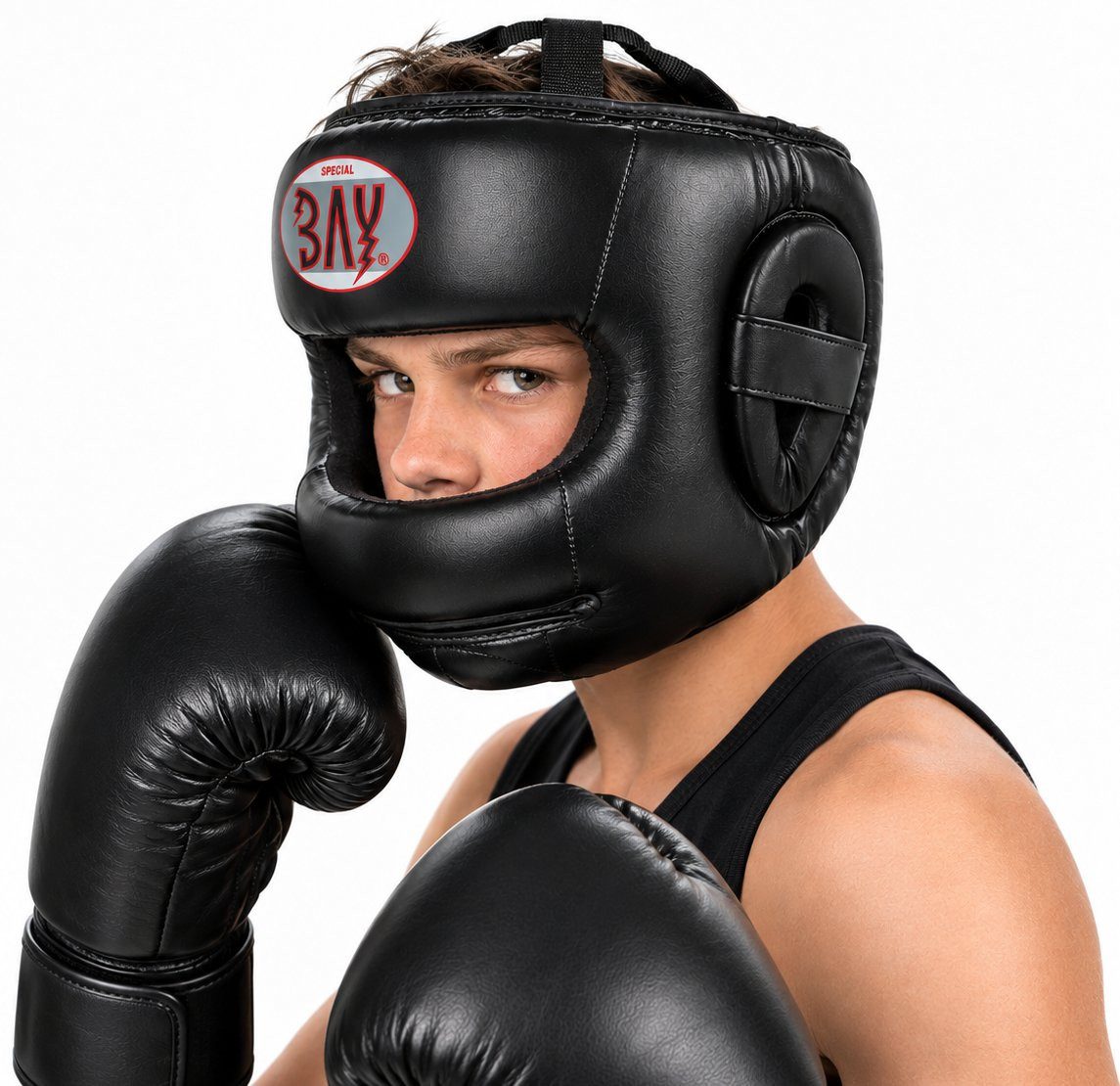 BAY-Sports Kopfschutz Kopfschützer Nasenschutz Boxen Kampfsport Training Vollkontakt Maske (Premium Qualität, 1 Stück), Nasenbügel, Krav Maga, MMA, Kickboxen, T – Bild 3 von 5