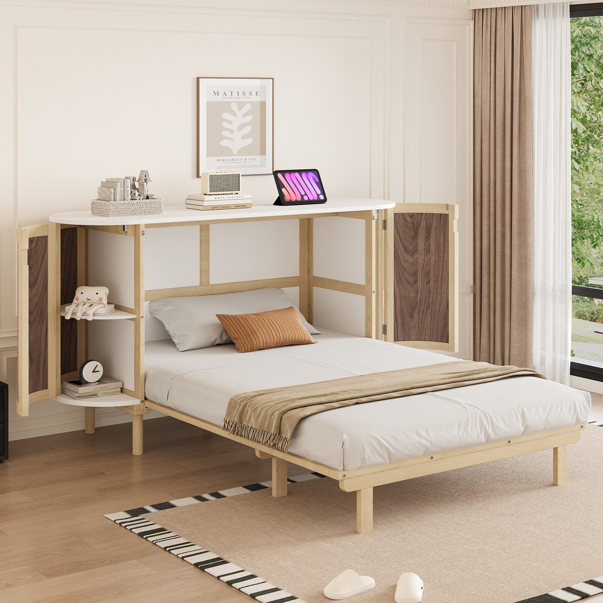 Merax Schrankbett 140×200cm mit Lattenrost & Stauraum (1-St) Vertikales Wan günstig online kaufen