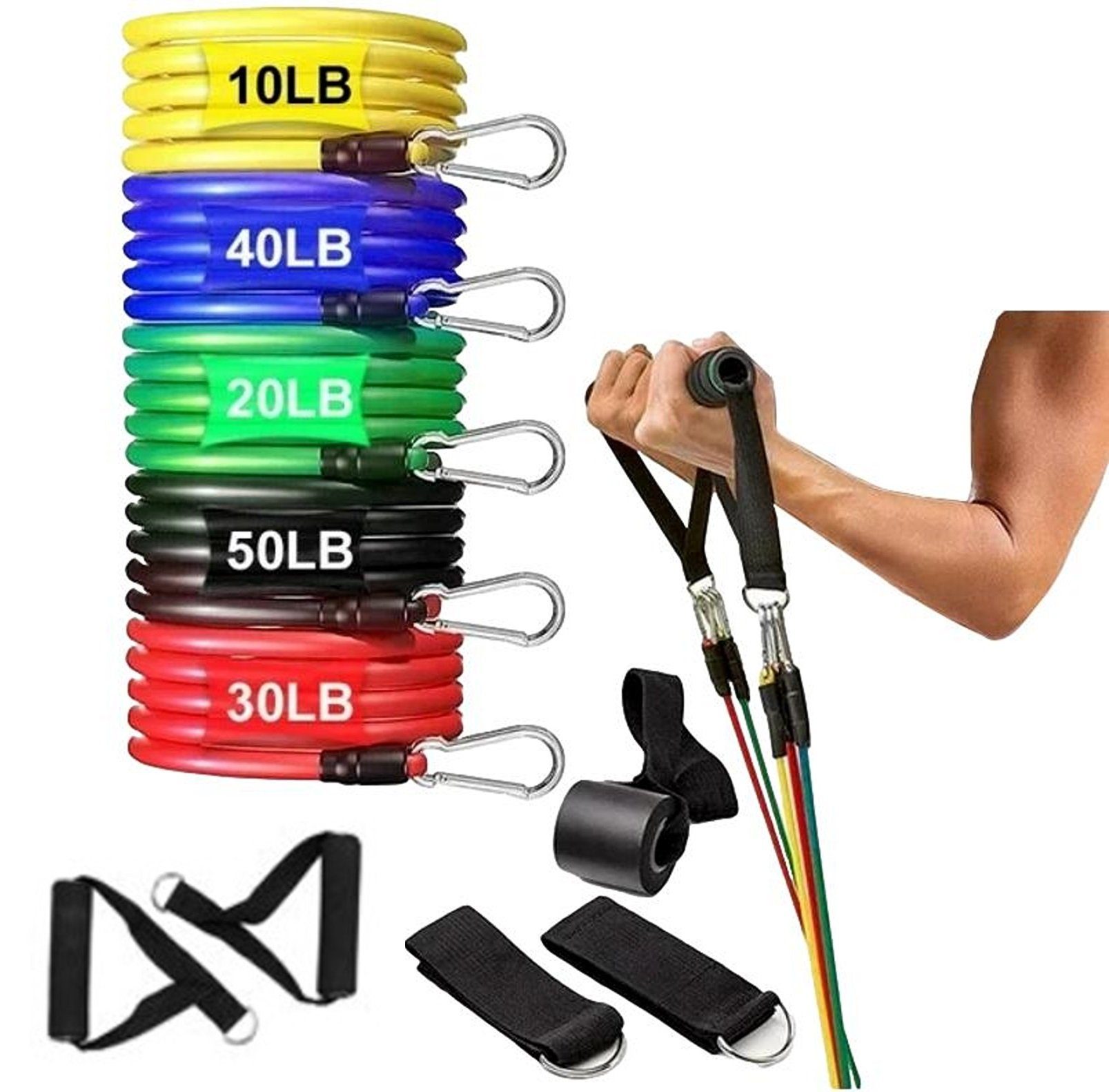 BAYLI Kurzhantel 11 teiliges Krafttraining Set mit Aufbewahrungstasche, Fußschlaufen &