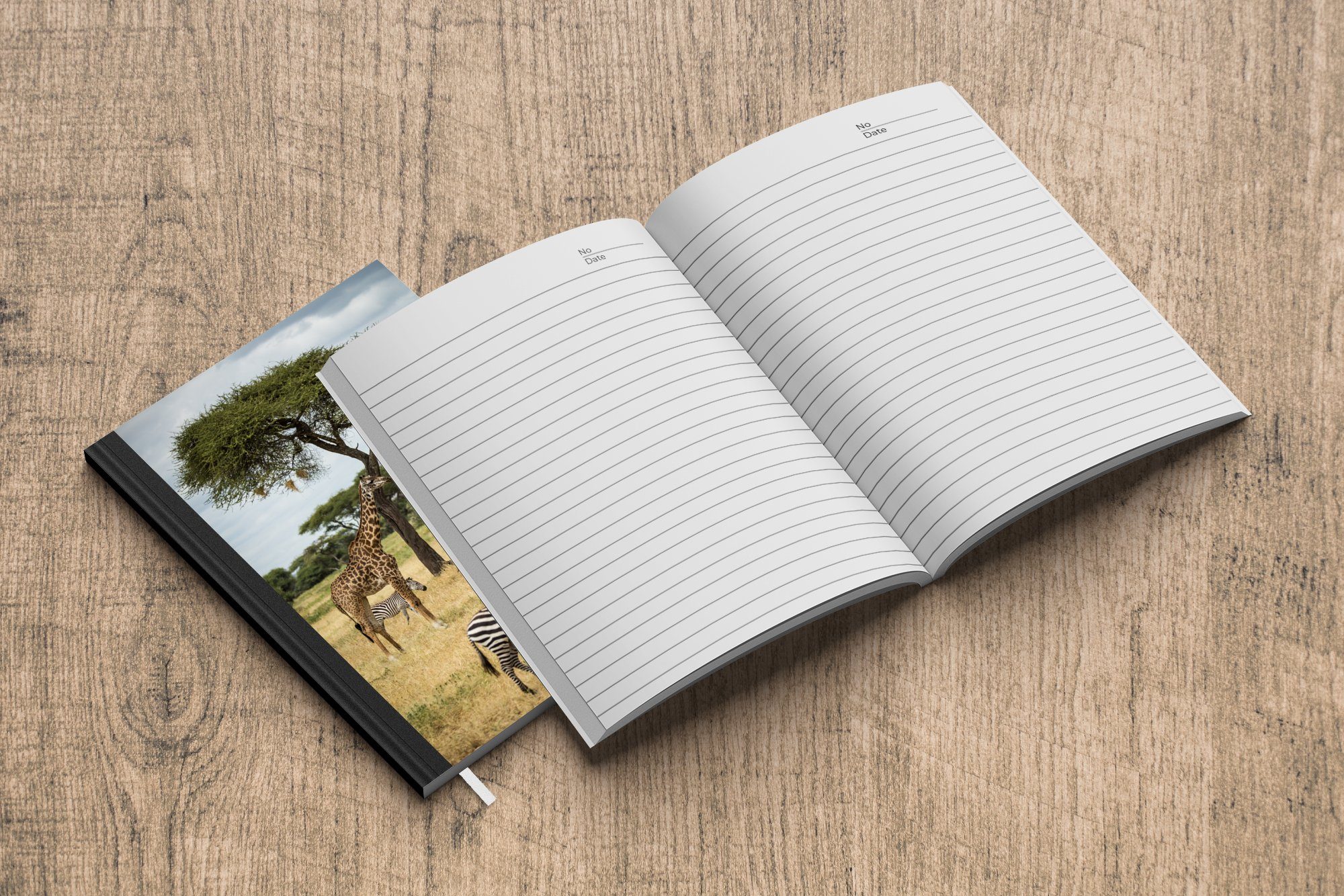 Savanne Haushaltsbuch Journal, und Tagebuch, Notizheft, Zebras Giraffen des, gemeinsam Seiten, A5, der in Notizbuch MuchoWow Merkzettel, 98
