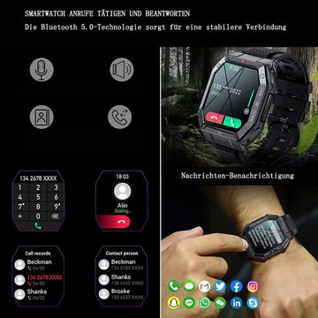 GelldG Smartwatch Herren 1,85" mit Telefonfunktion, Fitness Tracker Smartwatch