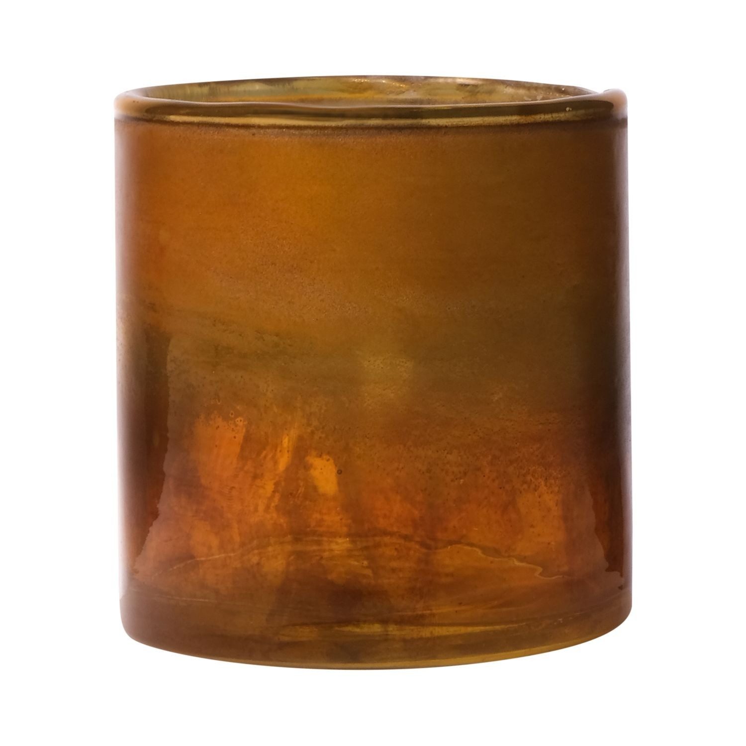 INNA-Glas Kerzenhalter Maxi Teelichtglas Rigoberto, Oben Gold, orange-brau