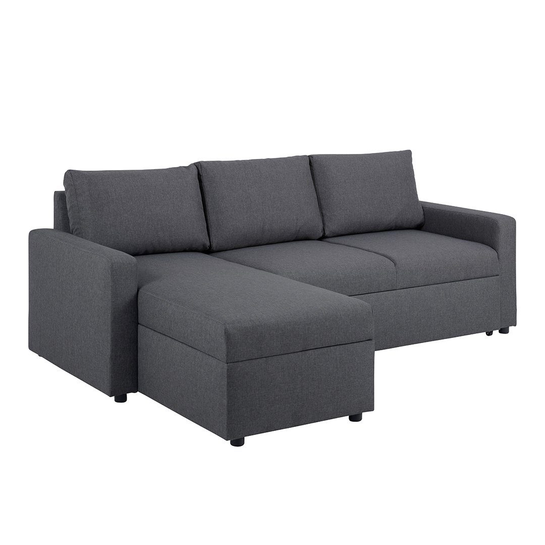 ebuy24 Schlafsofa Sander Schlafsofa mit mane, Aufbewahrung und A Dunkelgrau