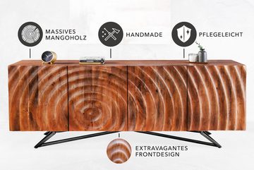 riess-ambiente Lowboard ZEN 180cm braun / schwarz (Einzelartikel, 1 St), Massivholz · Metall · Stauraum · Front Design · handmade · Wohnzimmer