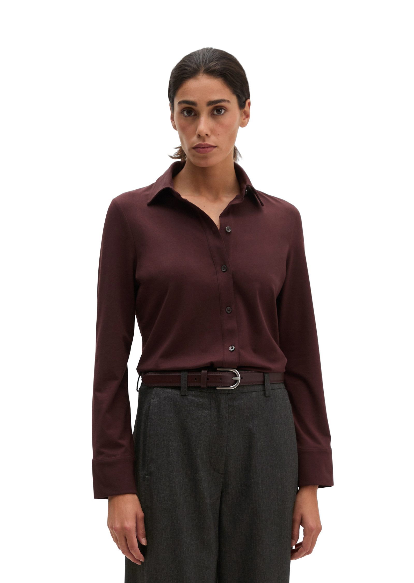 Marc O'Polo Hemdbluse aus Stretch-Baumwolle mit Paper-Finish