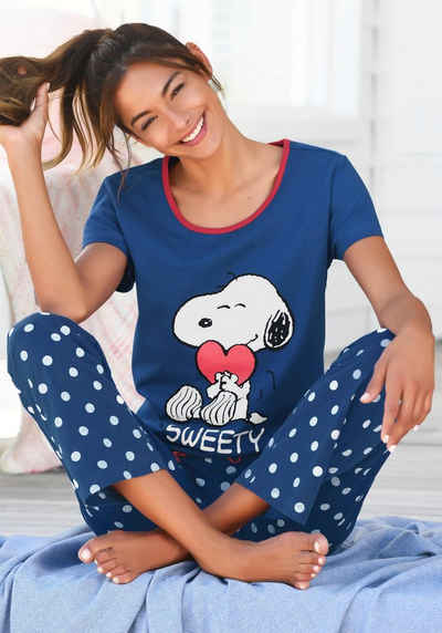 PEANUTS Pyjama (2 tlg., 1 Stück) mit Snoopy-Druck und Pünktchen-Hose