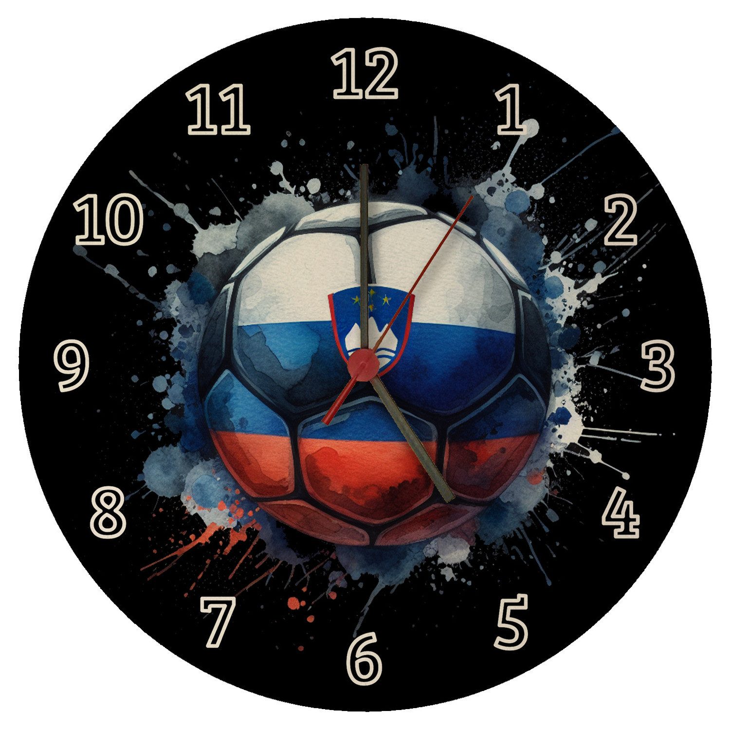 Wanduhr Fußball Slowenien Flagge Wanduhr aus MDF