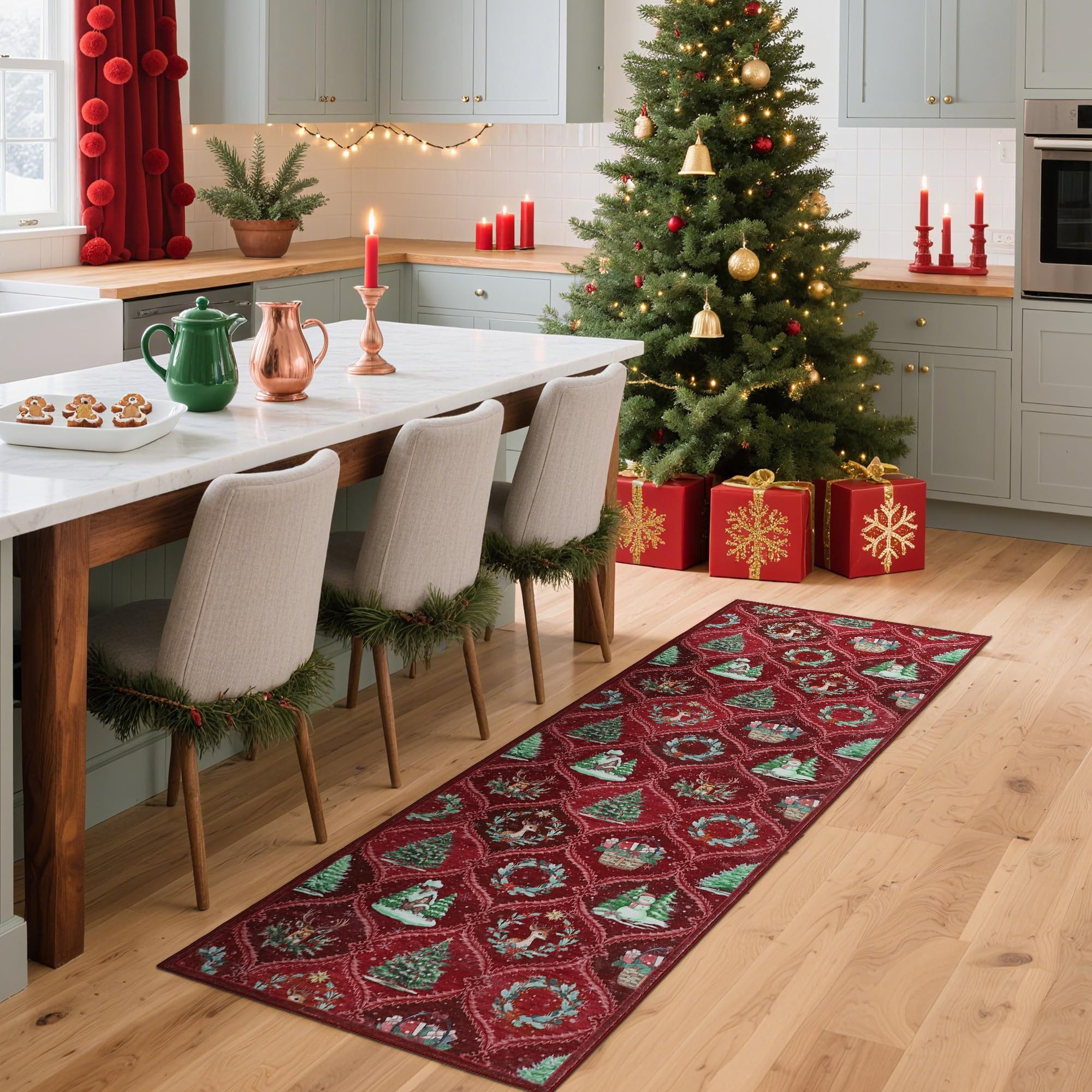 GarveeMore Teppich Weihnachtsteppich mit Schneemann &Tannenbaum– Festlicher Dekoteppich, rechteckig, Höhe: 5 mm – Bild 2 von 5