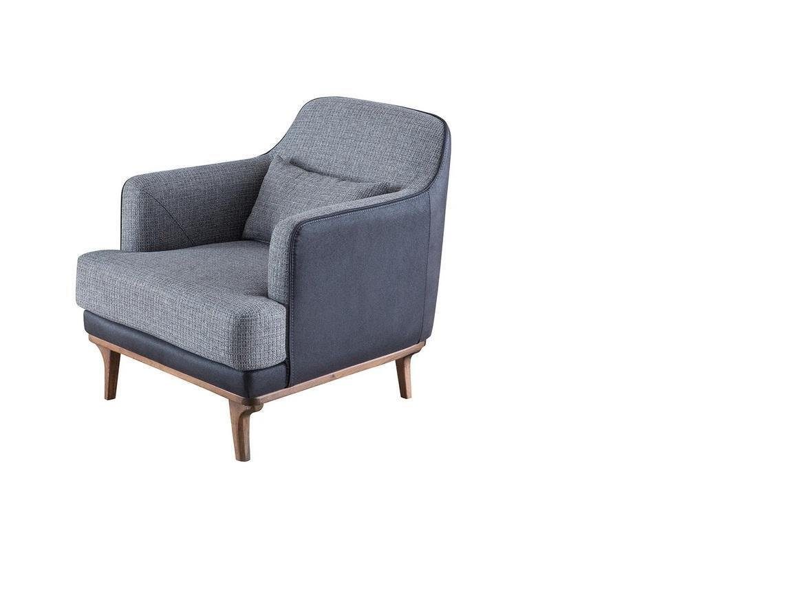 JVmoebel Sessel Sessel Modern Grau Sessel), in Design Sitzmöbel Einsitzer Möbel Textil Europa (1-St., Made 1x Wohnzimmer