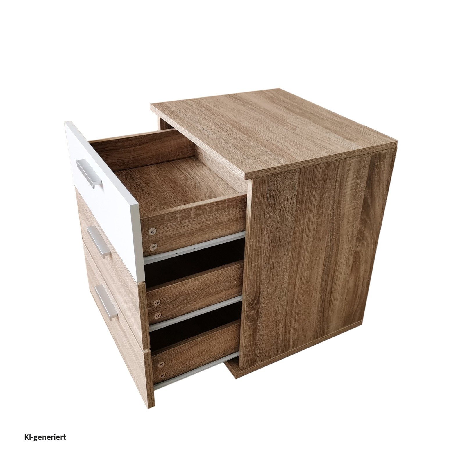 HTI-Line Nachtkommode Nachtschrank Nina mit 3 Schubladen (Stück, 1 St., 1 Nachtschrank), Nachttisch Nachtkommode Nachtkonsole – Bild 4 von 5