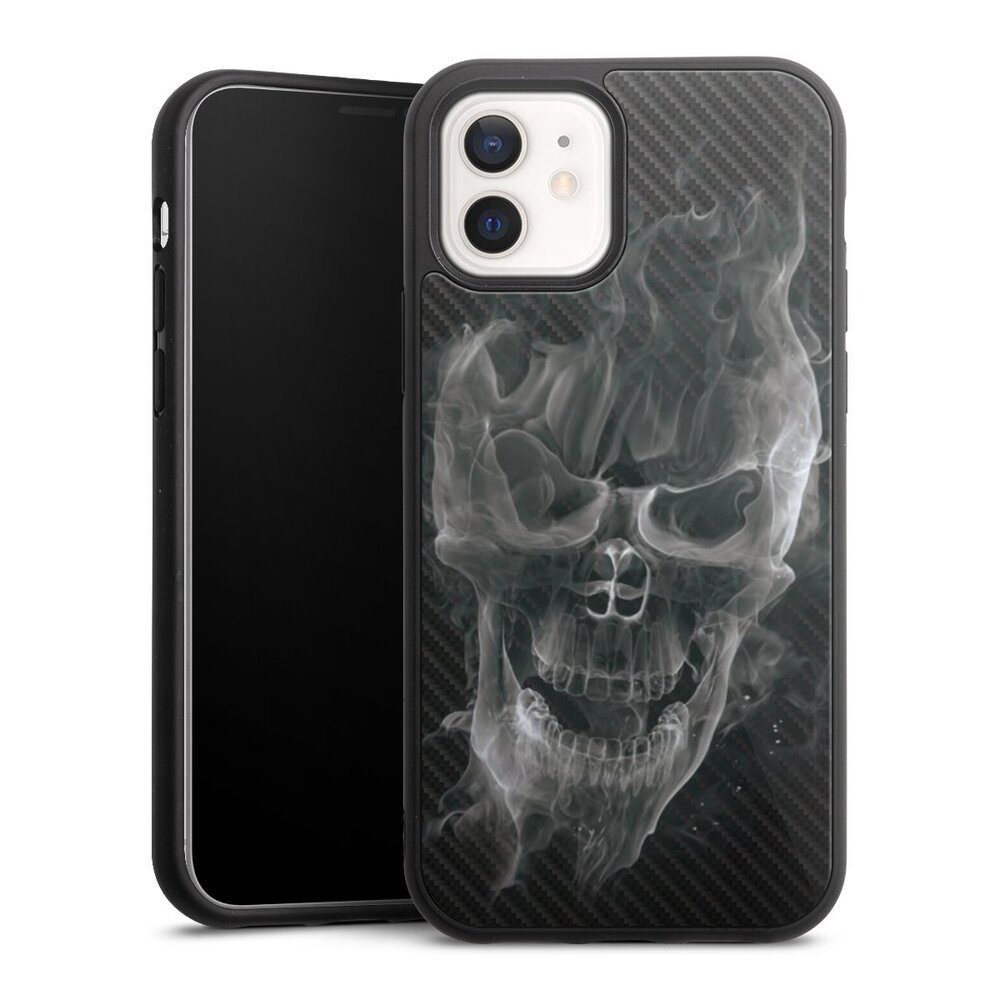 Handyhülle Totenkopf Schädel Carbon Smoke Skull Carbon