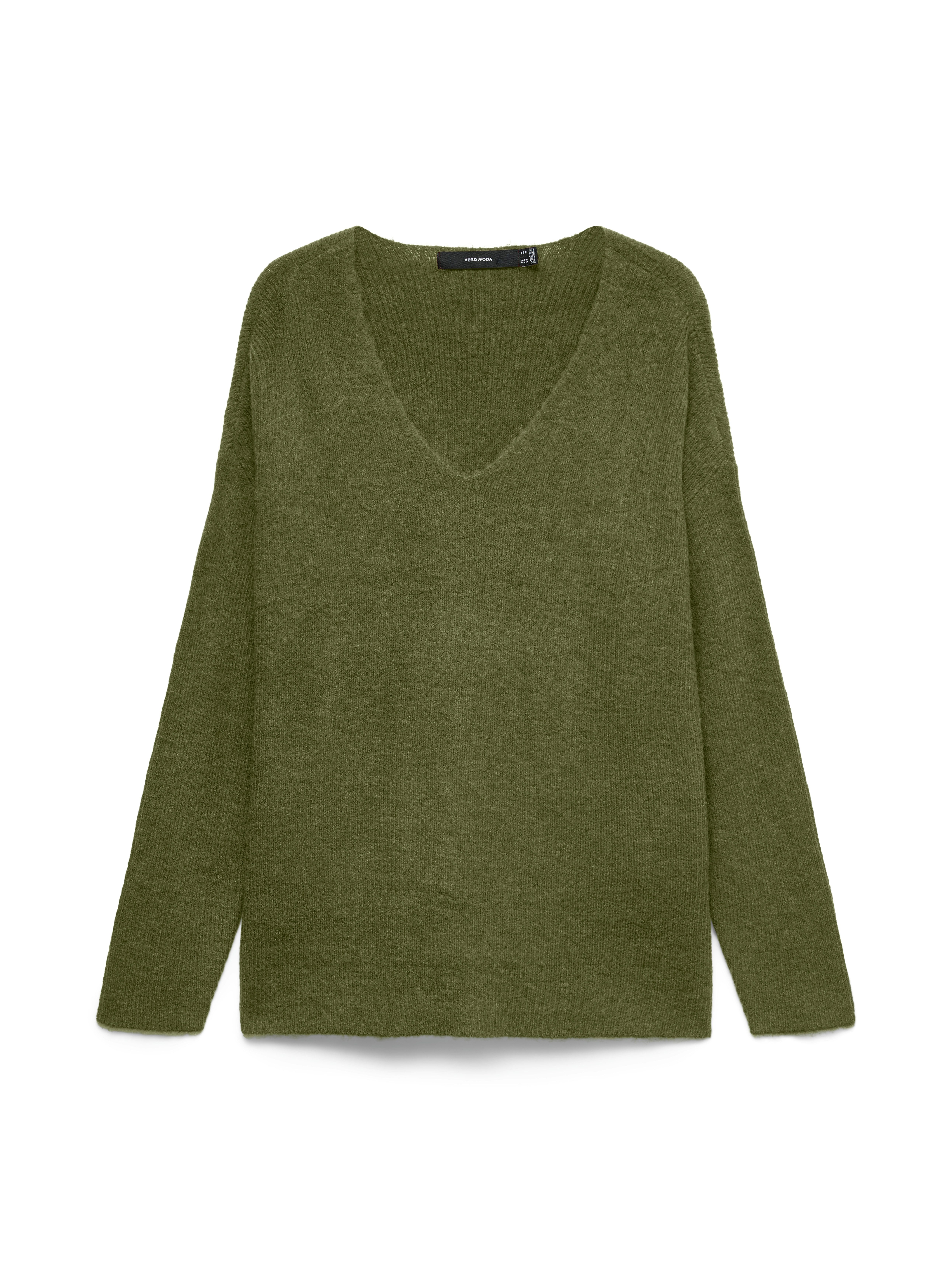 Vero Moda V-Ausschnitt-Pullover VMCREWLEFILE LS V-NECK BLOUSE NOOS Materialmix, loose fit