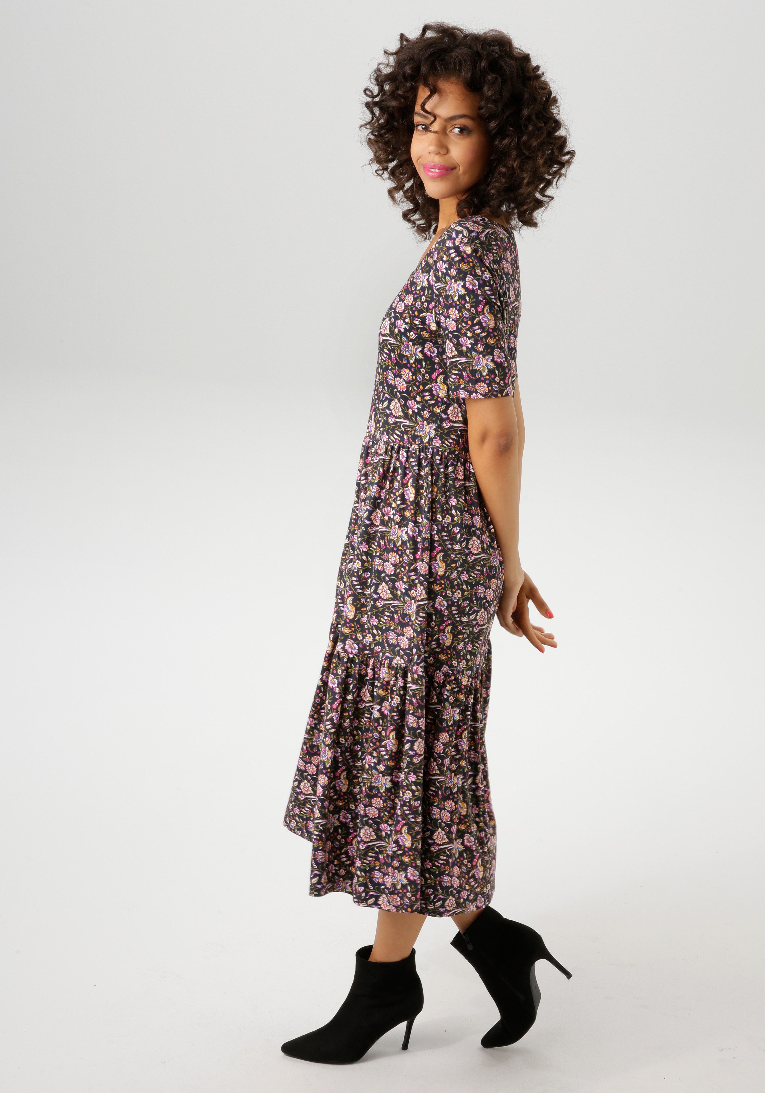 Aniston CASUAL Sommerkleid mit farbenfrohen Blumendruck – Bild 3 von 5