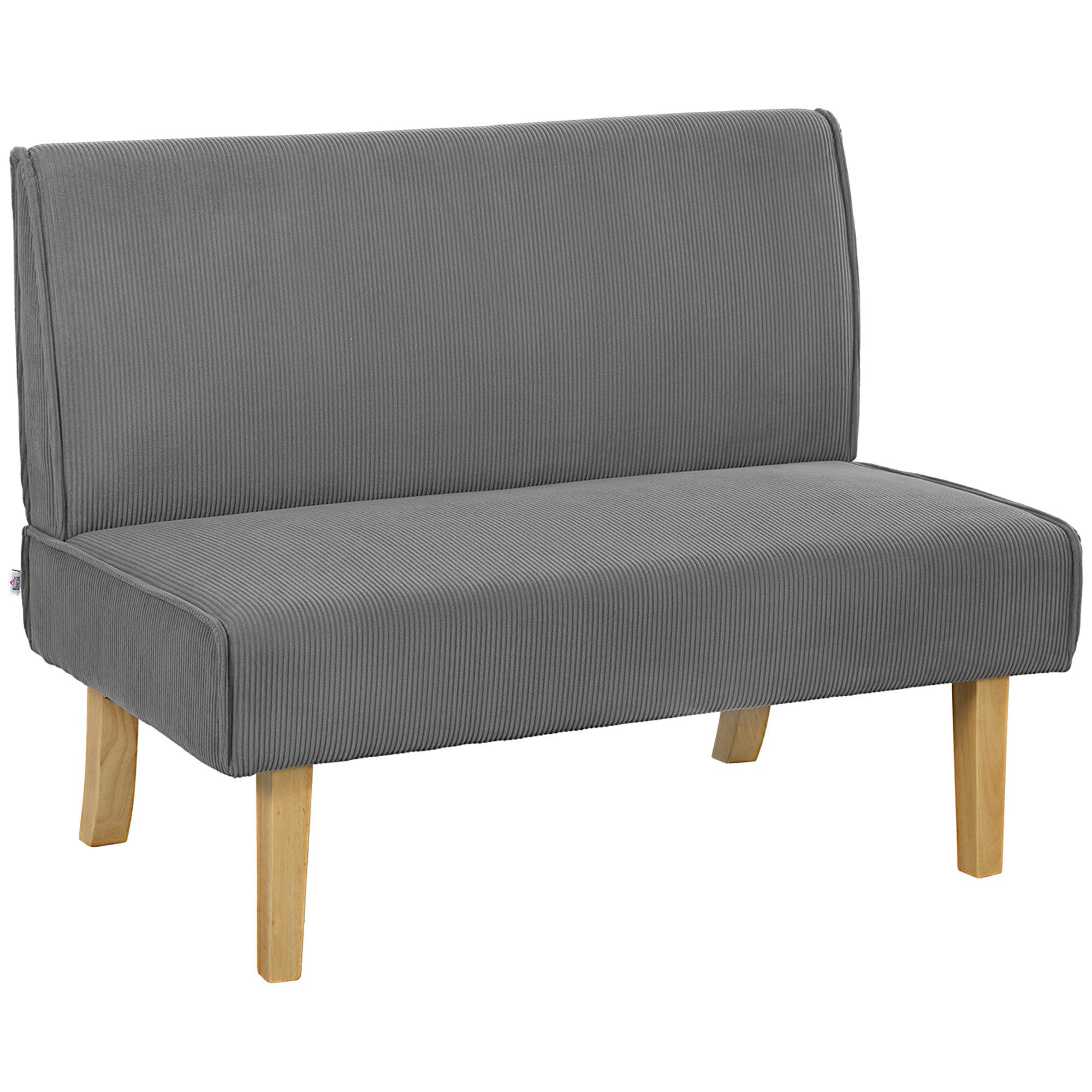 HOMCOM 2-Sitzer Couch mit Cord-Optik, Holzbeine, günstig online kaufen