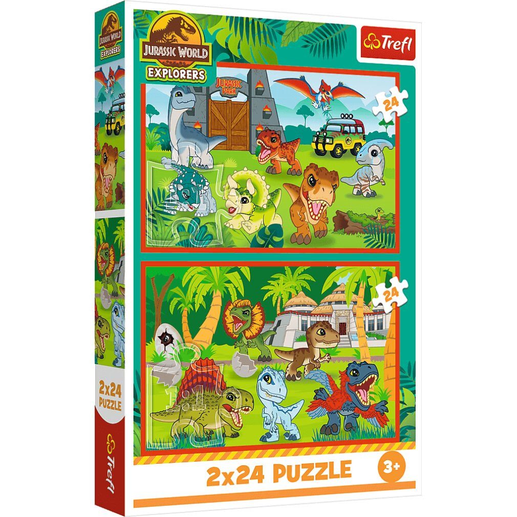 Trefl Puzzle Puzzle Jurassic World: Männliche Dinosaurier 2x24 puppen, Puzzleteile