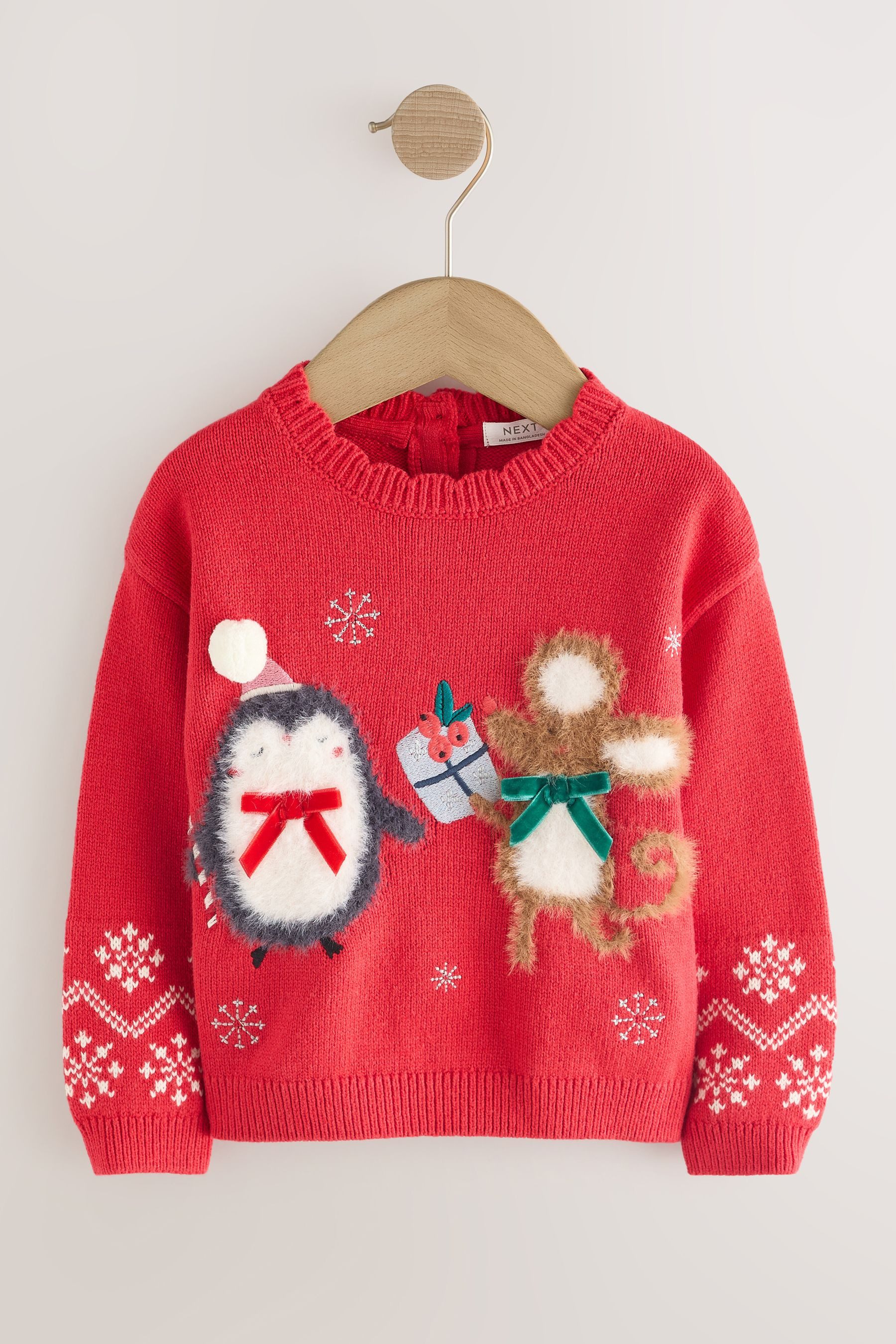 Next Strickpullover Pullover mit Weihnachtsfiguren (1-tlg)