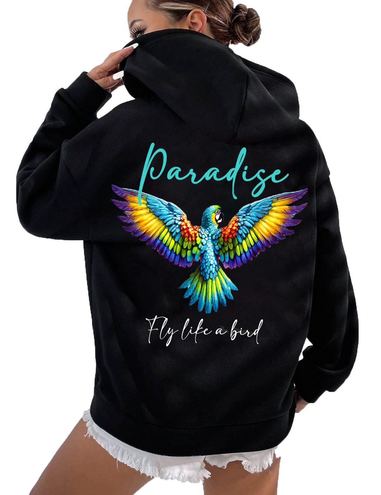 Kapuzenpullover Damen Hoodie Papagei "Paradise"