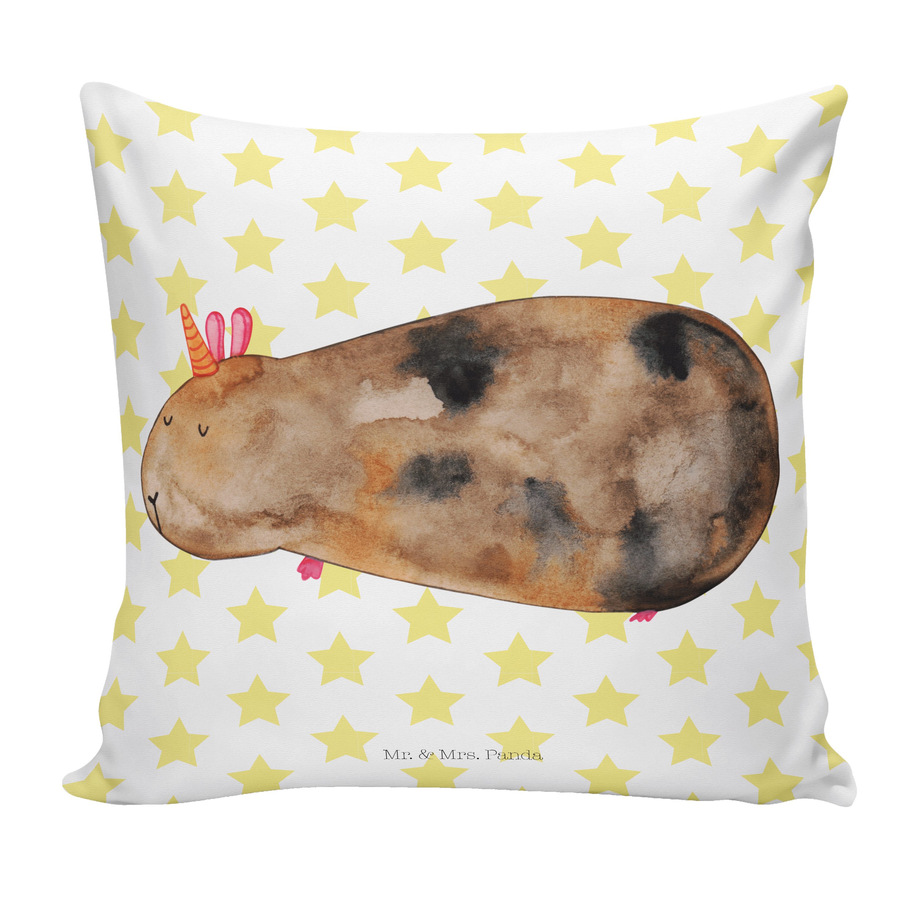 Dekokissen Meerhörnchen - Weiß - Geschenk, Meerschweinchen, Kissenhülle, Motivki