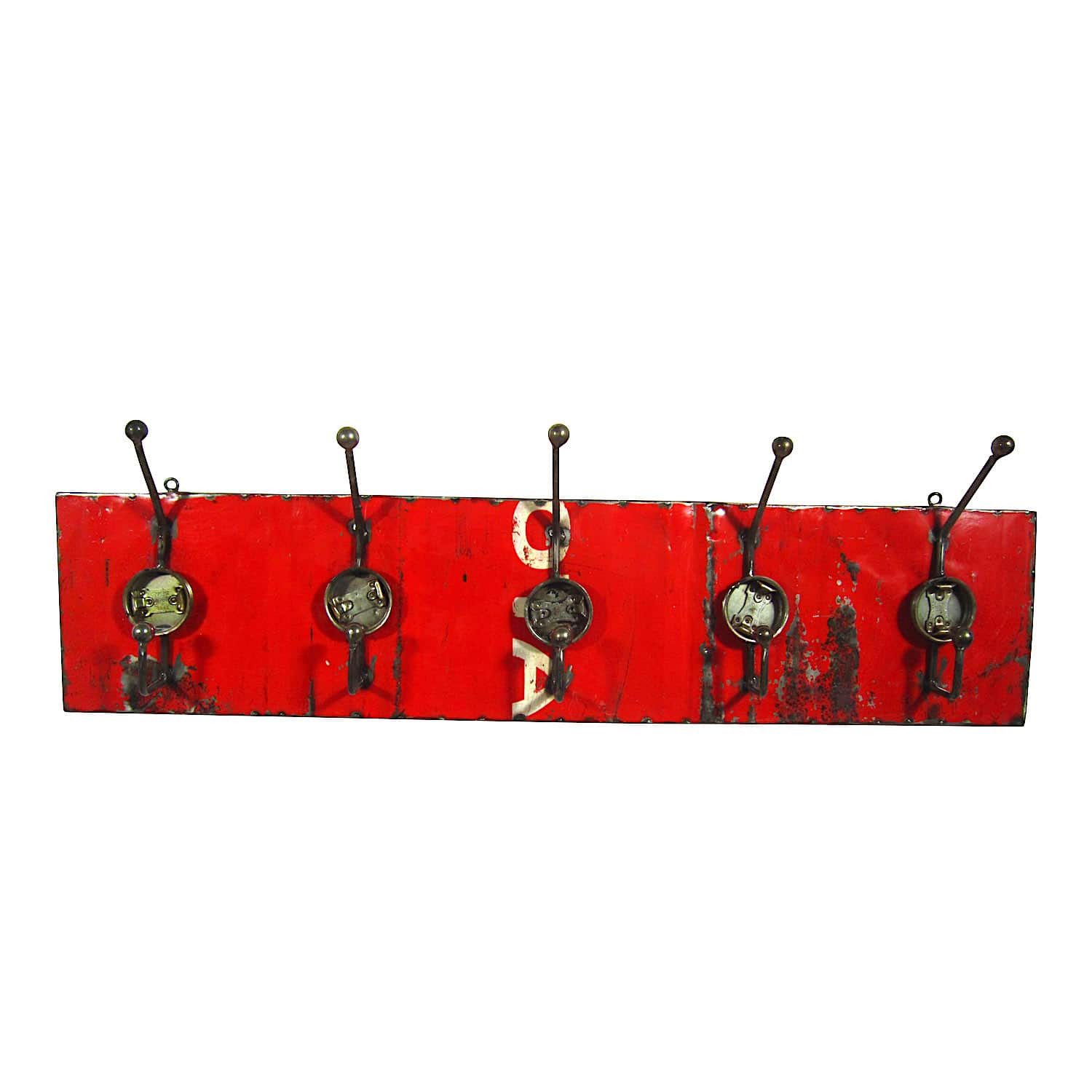Moogoo Garderobenleiste Shabby Chic - Rot - Lang - Burkina Faso, Handgefertigt in Burkina Faso · Ölfass/Metall · Unikat
