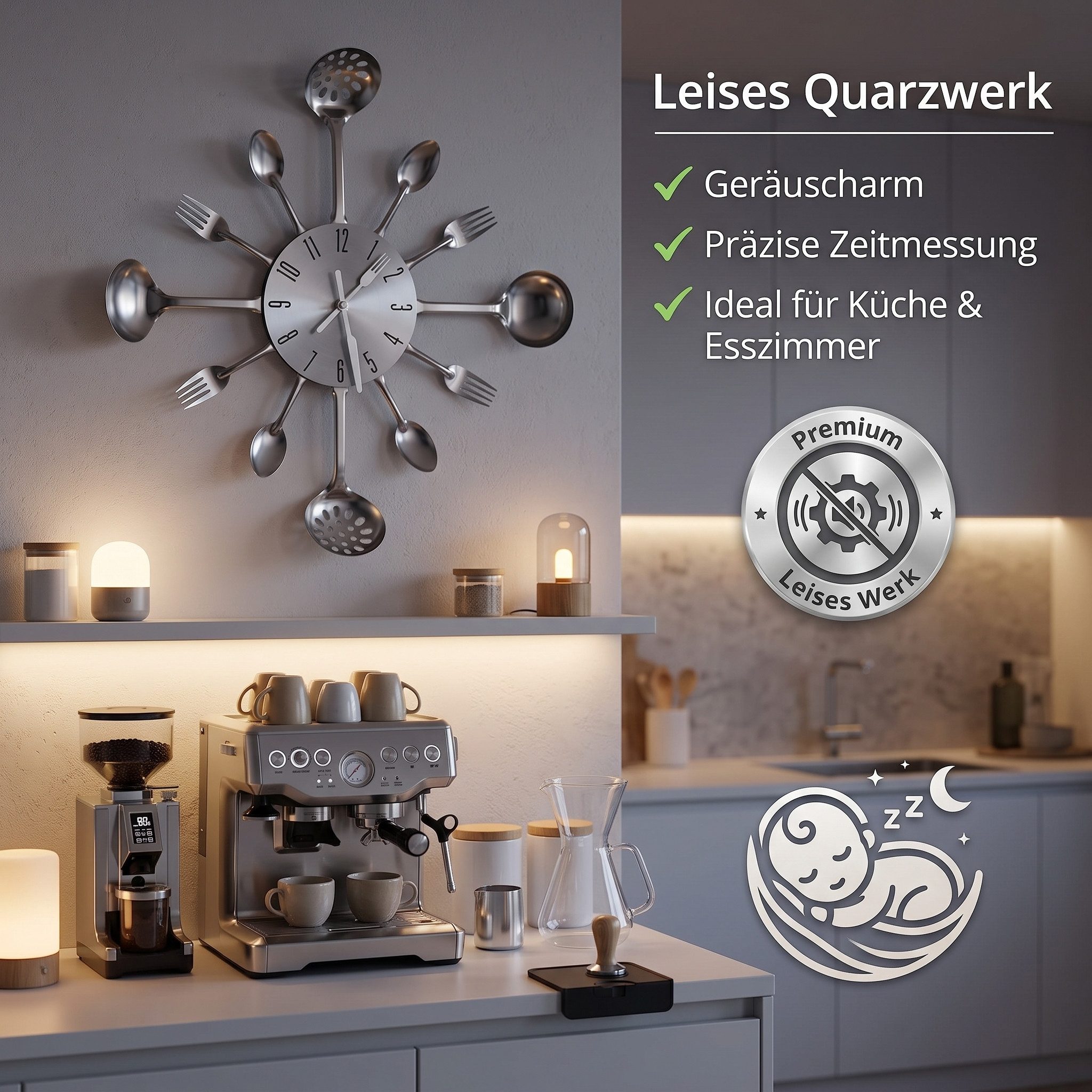 hausleben Wanduhr im Küchenbesteck-Look (35 cm)