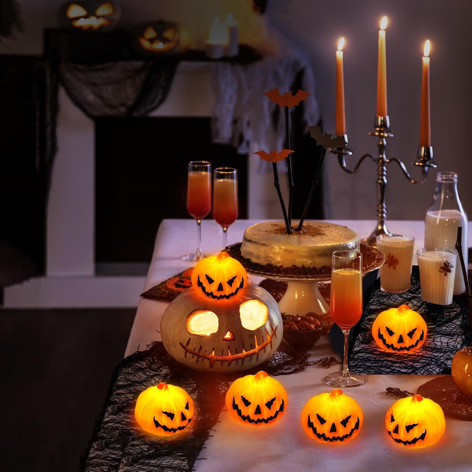 nsihing LED-Kerze Halloween LED-Kürbislichter, 3er-Pack Kerzen – Bild 4 von 5