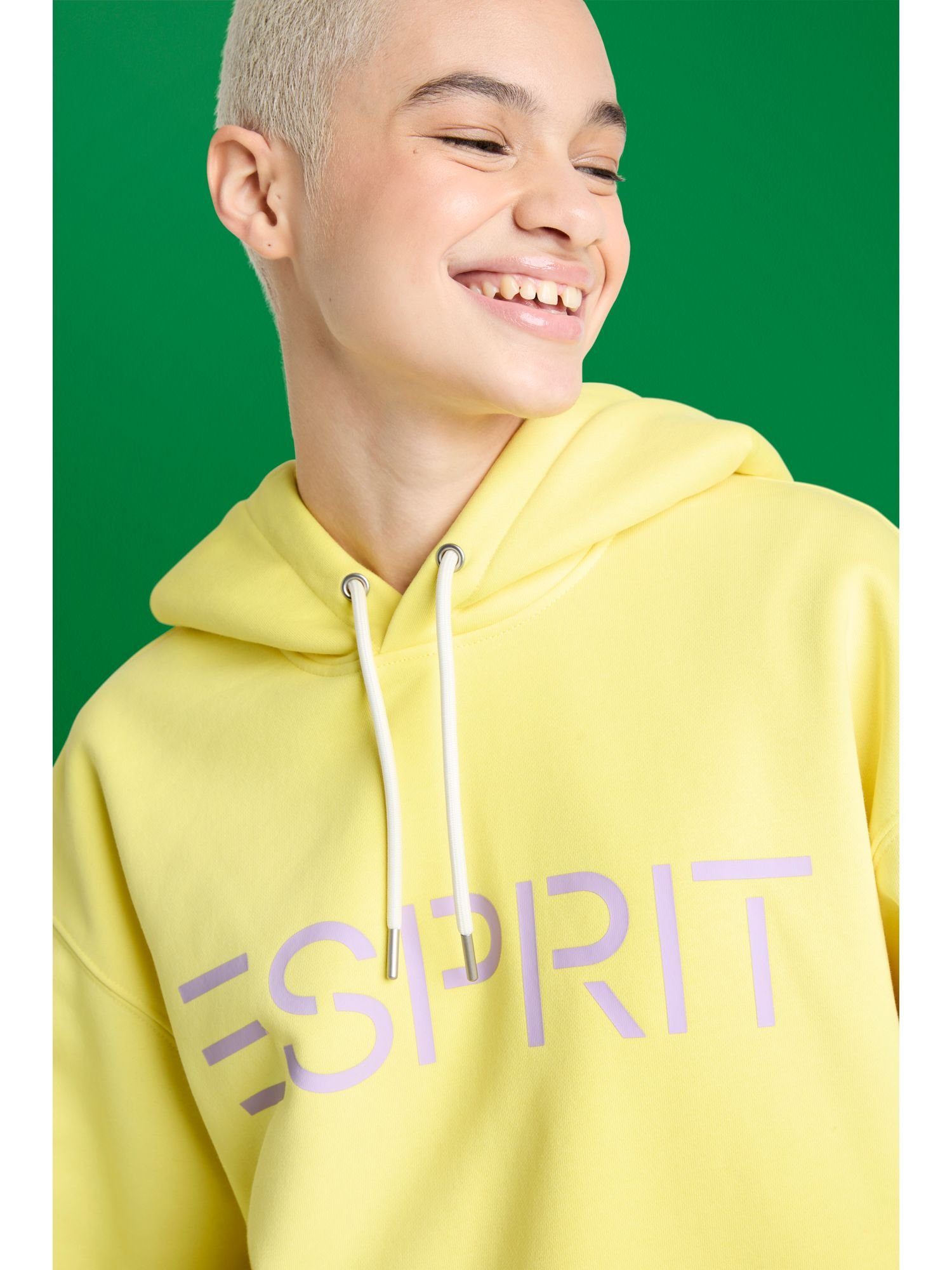 Logo Esprit mit Fleece-Hoodie Unisex Sweatshirt (1-tlg) LIME YELLOW