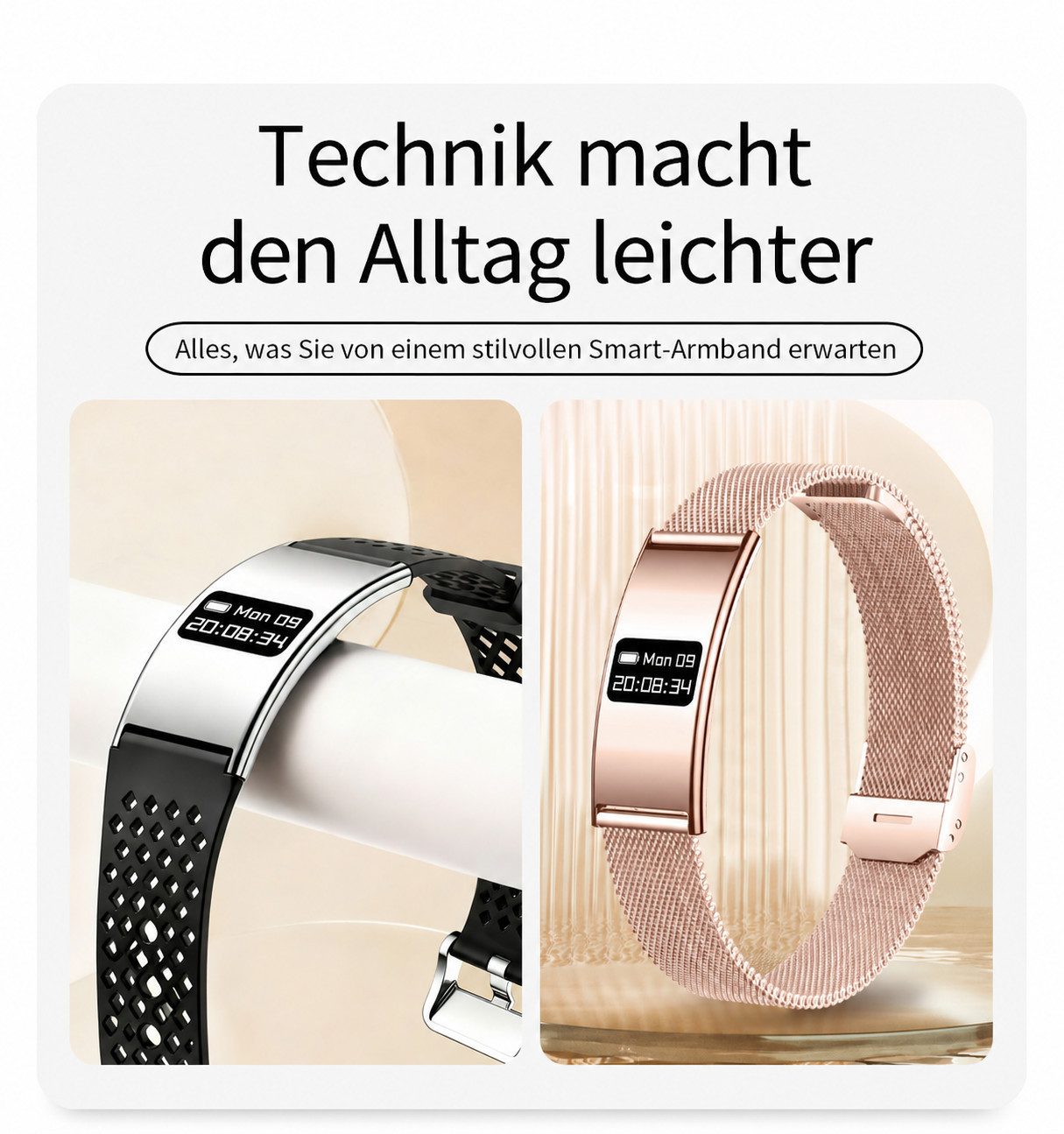 Zevelora Fitness-Tracker Armband mit HRV, Schlafmonitor & Bluetooth 5.3, Damen Aktivitätstracker 10 ATM mit Multi-Sport-Modus – Bild 3 von 5