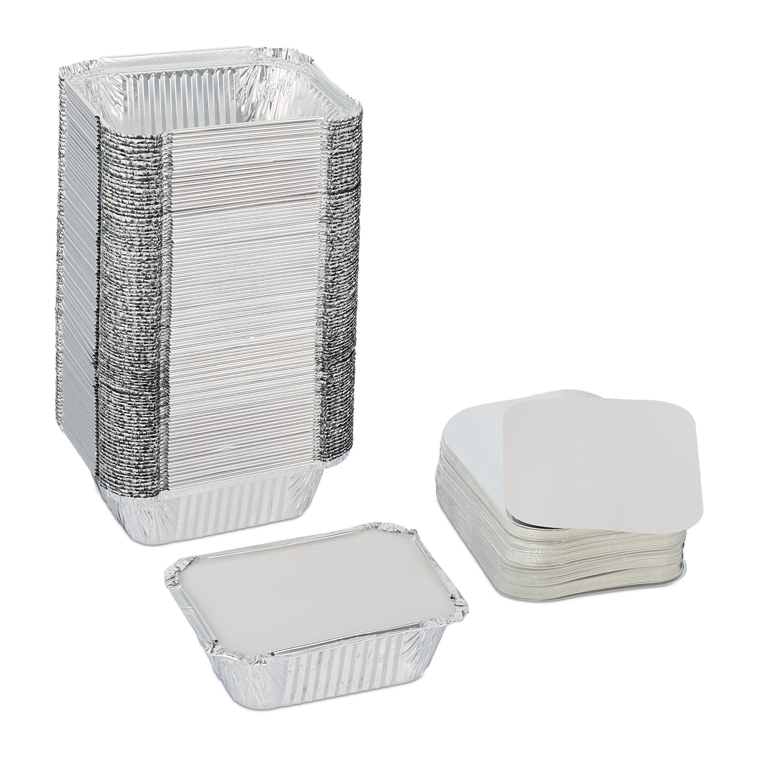 relaxdays Lunchbox Aluschalen mit Deckel 100er Set, Aluminium, (100-tlg)