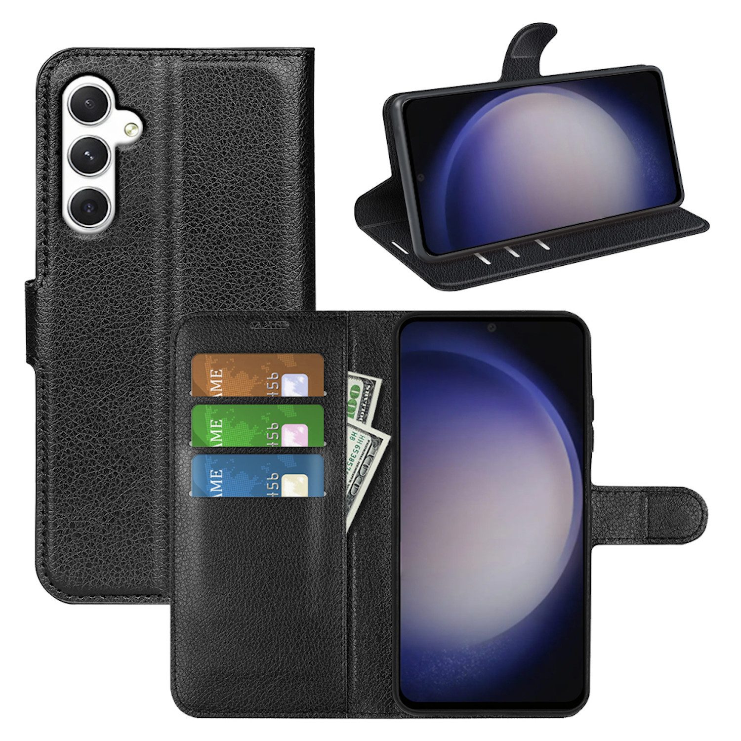 Wigento Smartphone-Hülle Für Samsung Galaxy S24 Handy Tasche Wallet Premium Schutz Hülle Cover