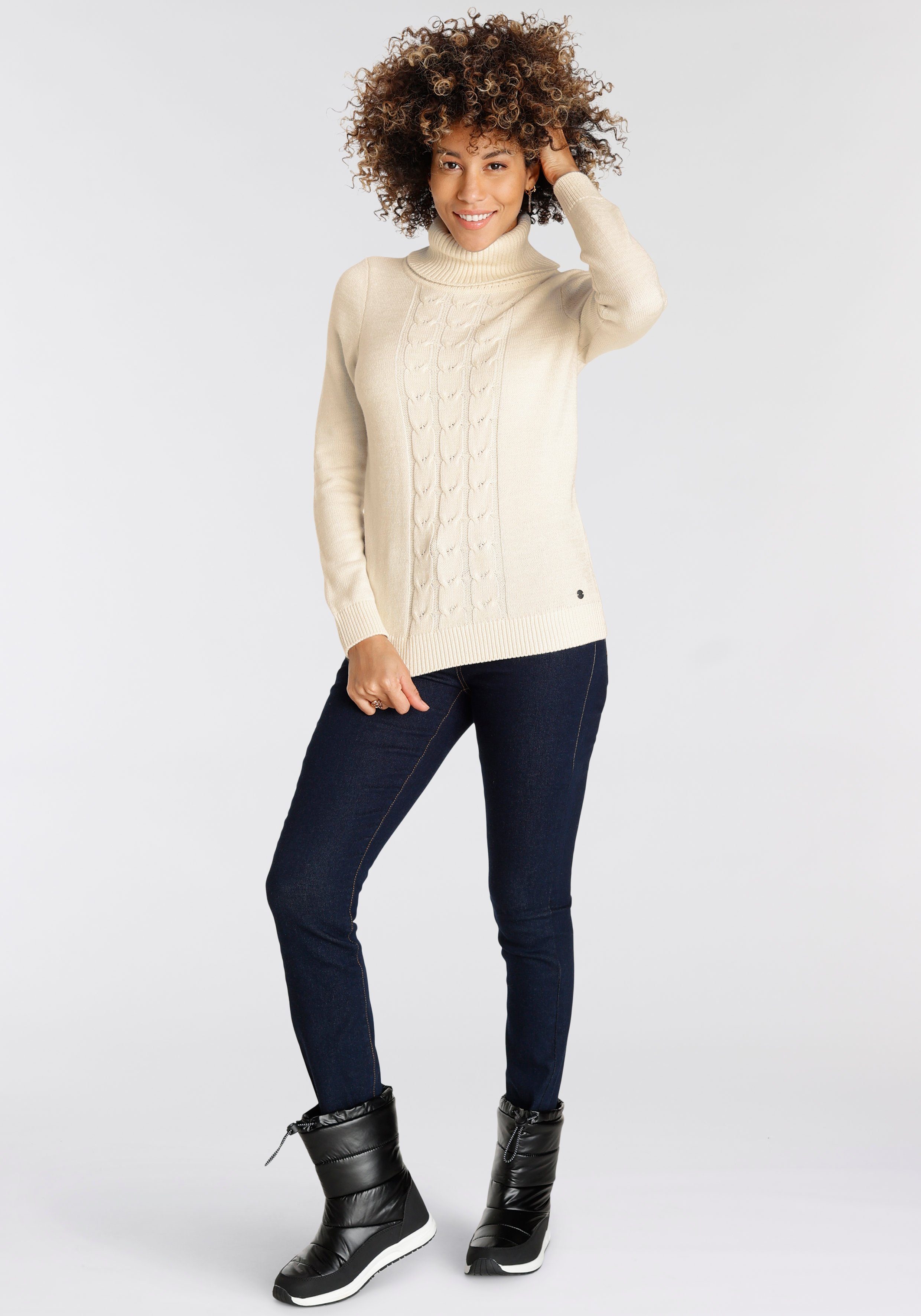 KangaROOS Rollkragenpullover mit tollem Zopf-Strickmuster