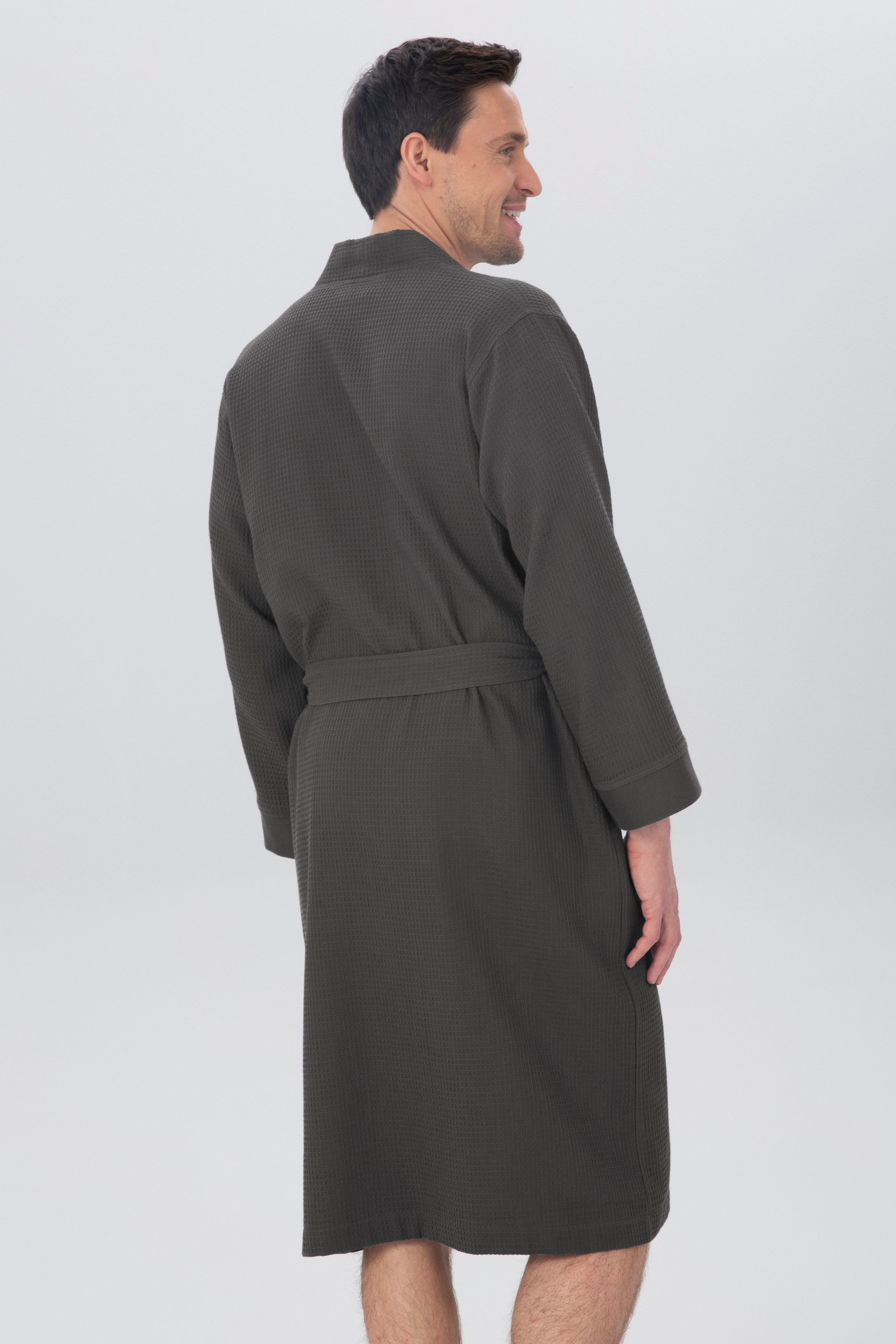 OTTO home Unisex-Bademantel Vanessa, ideal für Sauna & Spa, Hotelbademantel, Morgenmantel, Langform, Baumwolle, Kimono-Kragen, Gürtel, Taschen, Damen & Herren, Waffelpiqué, sehr leichte Qualität, S-3XL