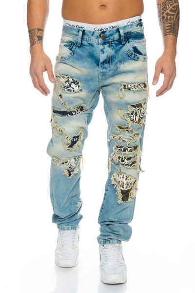 Cipo & Baxx Regular-fit-Jeans Herren Jeans Hose mit destroyed camouflage Elementen Stylische Waschung