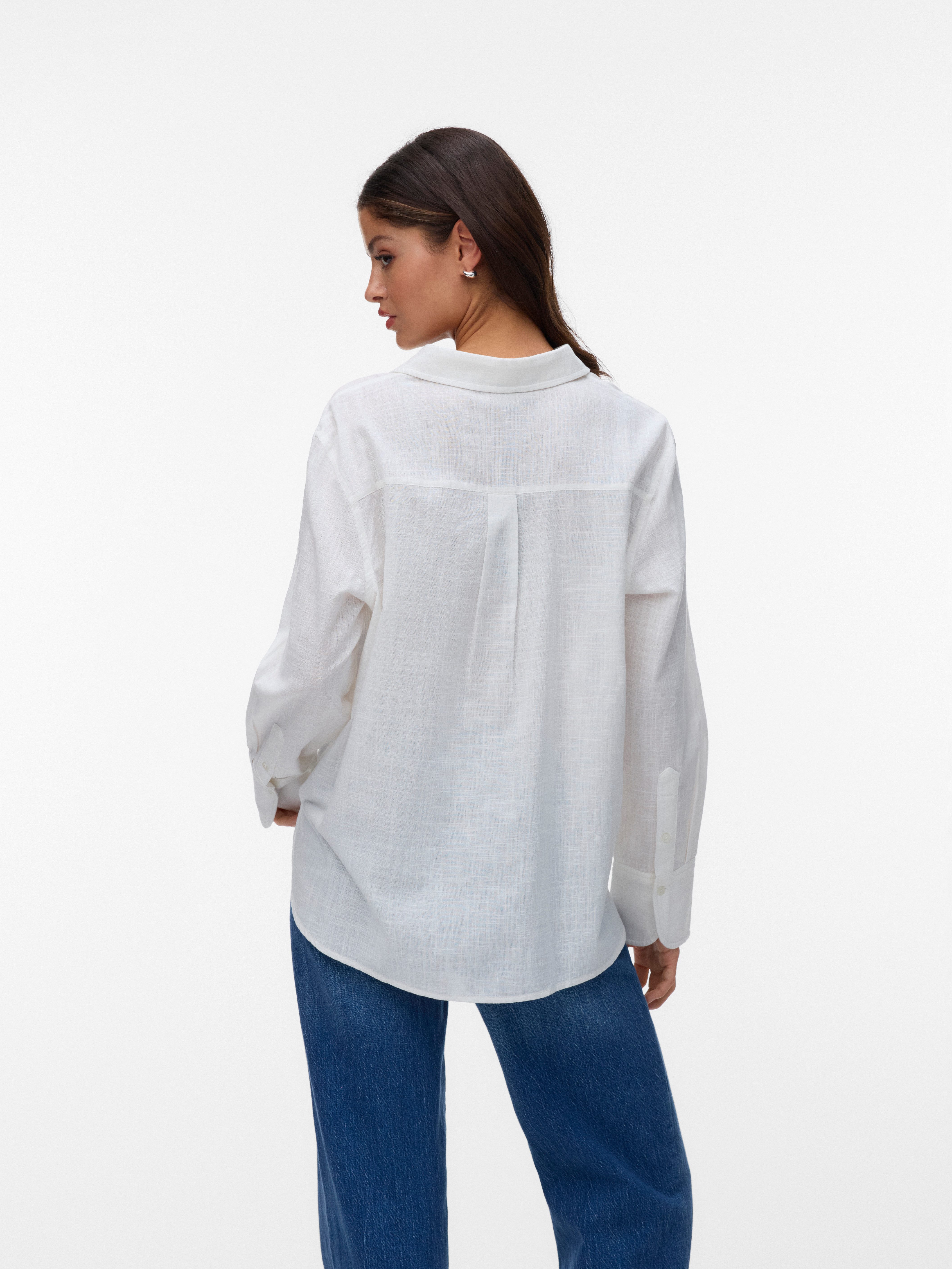 Vero Moda Langarmbluse VMCAIA LS SHIRT WVN NOOS Baumwollmischung, regular fit, mit Leinen