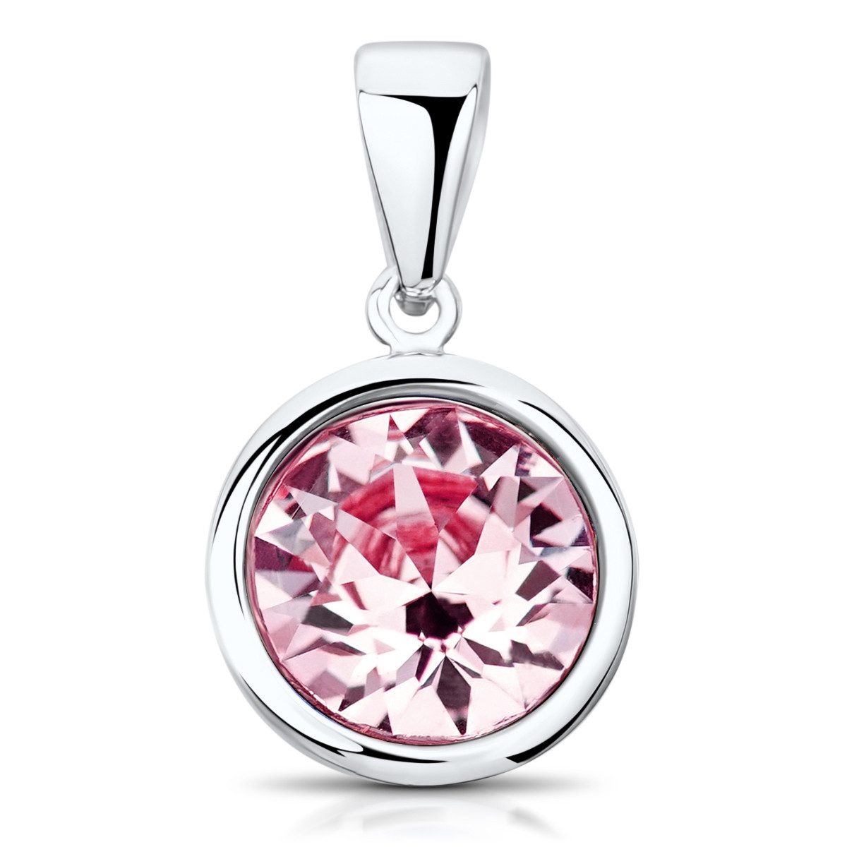 Materia Kristallanhänger Damen Kristallanhänger Ø10mm Rosa KA-462, aus 925 Sterling Silber, rhodiniert