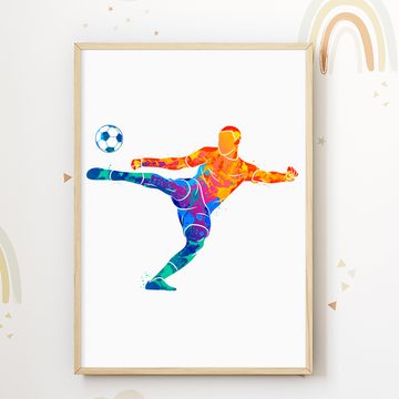 Tigerlino Poster Farbenfrohe Fußballspieler 3er Set Kinderzimmer Fußball Bilder