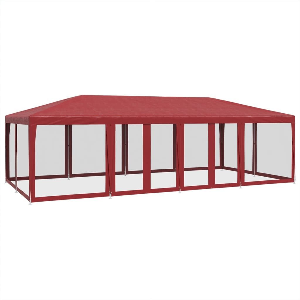vidaXL Vorzelt 8 x 4 m Partyzelt mit 12 Mesh-Seitenteilen Rot 8x4 m HDPE