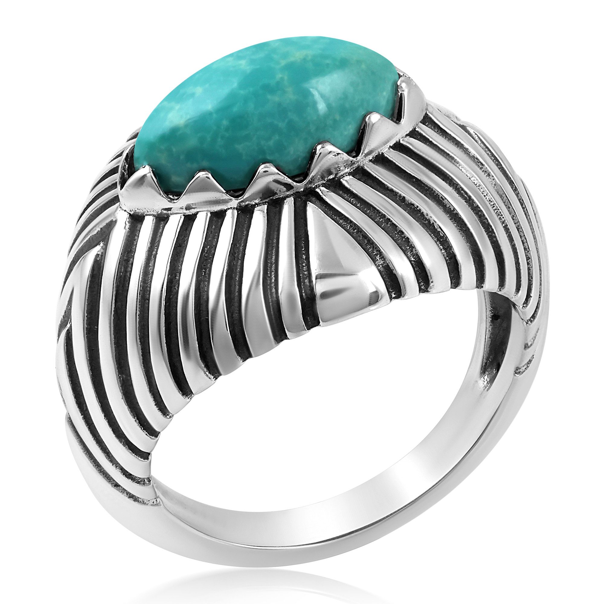 Cavill Solitärring Chinesischer Grüntürkis Silber Ring (1-tlg)