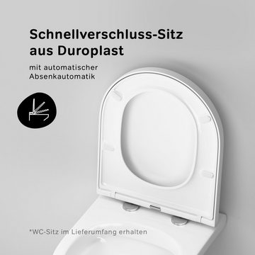 AM.PM Tiefspül-WC KomplettSet Hit wandhängend, Abgang Wand WC,Tiefspüler, wandhängend, Suspension, Abgang waagerecht, Komplett-Set, feuchtigkeitsbeständig, Schnellverschluss-Sitz mit Soft-Close-Funktion