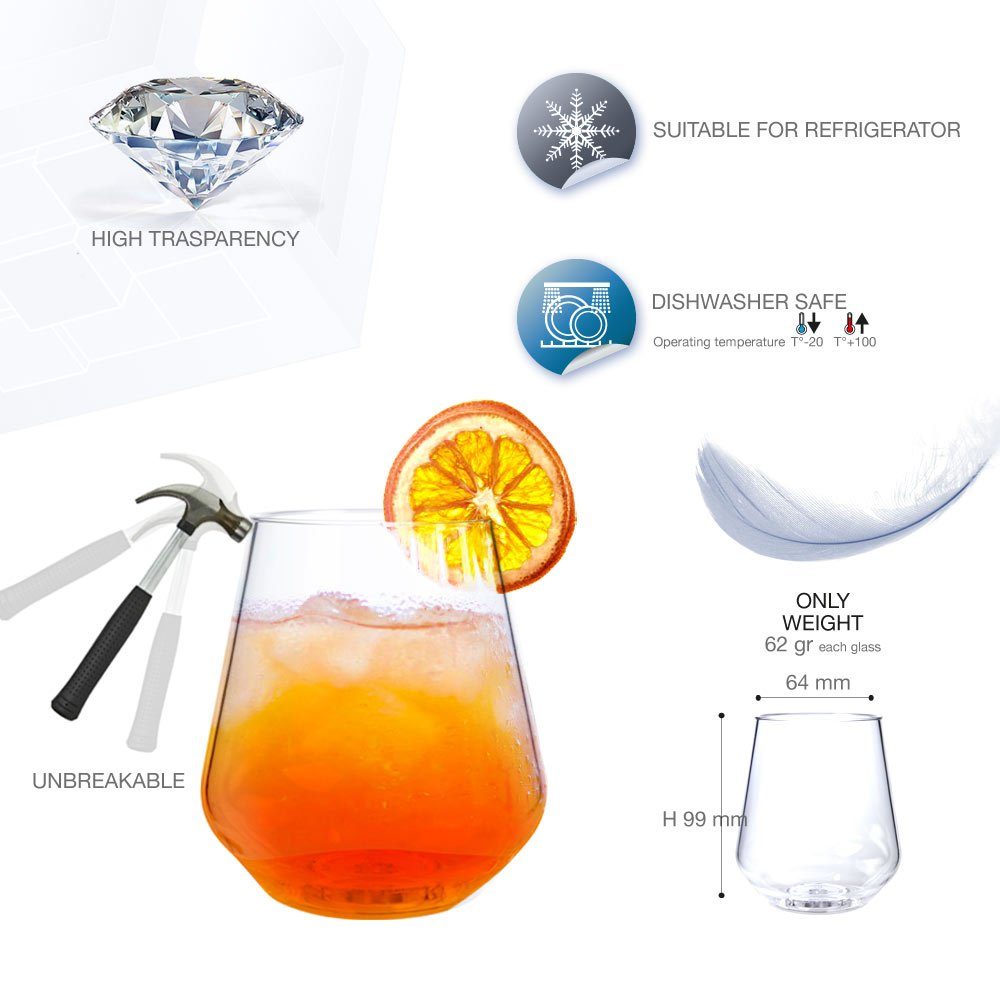 Doimoflair Weinglas Doimoflair Weingläser Cocktailglas aus Plastik bruchsicher Transparent, 6-tlg.