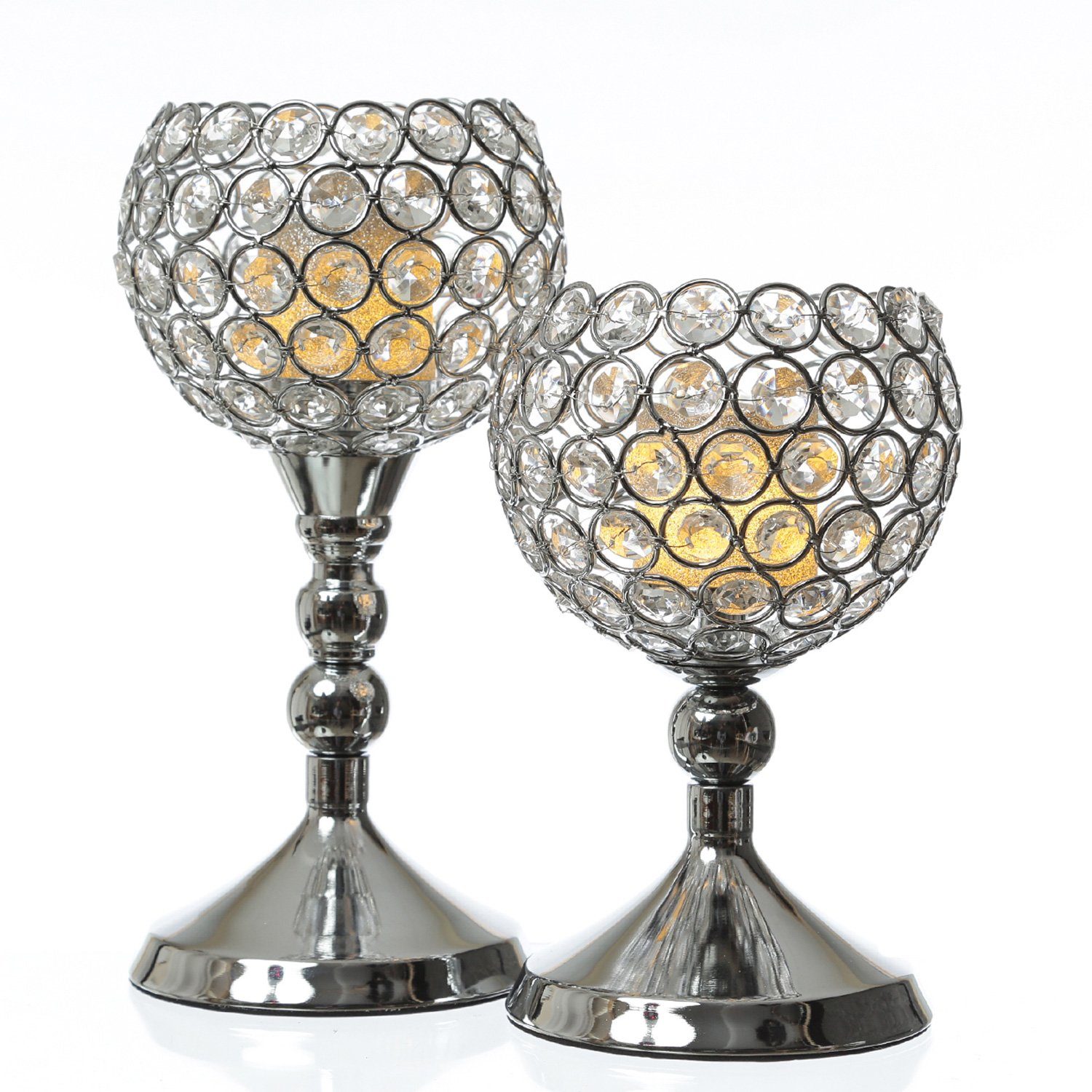 Kerzenhalter MARELIDA mit Mini 2 H: Teelichthalter 24cm/19cm Kelch St) 2St. Windlicht (4 LED Kerzen