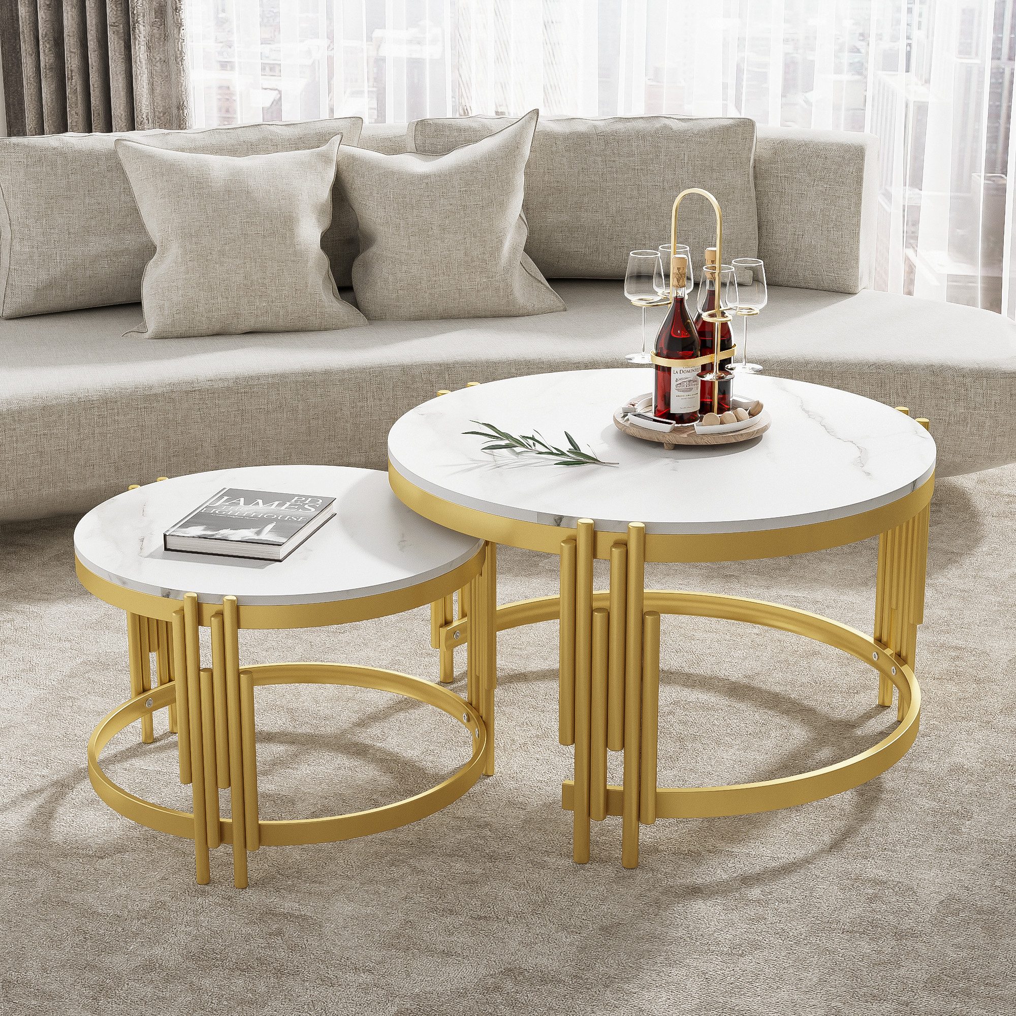 HAUSS SPOLE Couchtisch Couchtisch-Set mit goldener günstig online kaufen