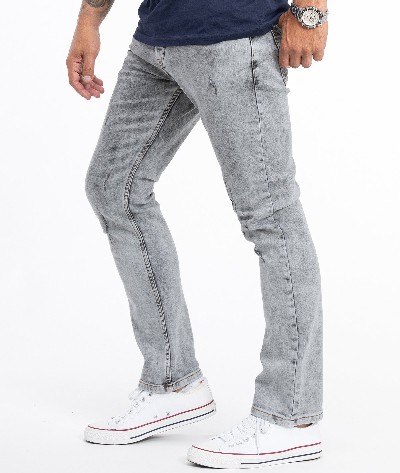 Rock Creek Regular-fit-Jeans Herren Jeans Stonewashed Grau RC-2106 günstig online kaufen