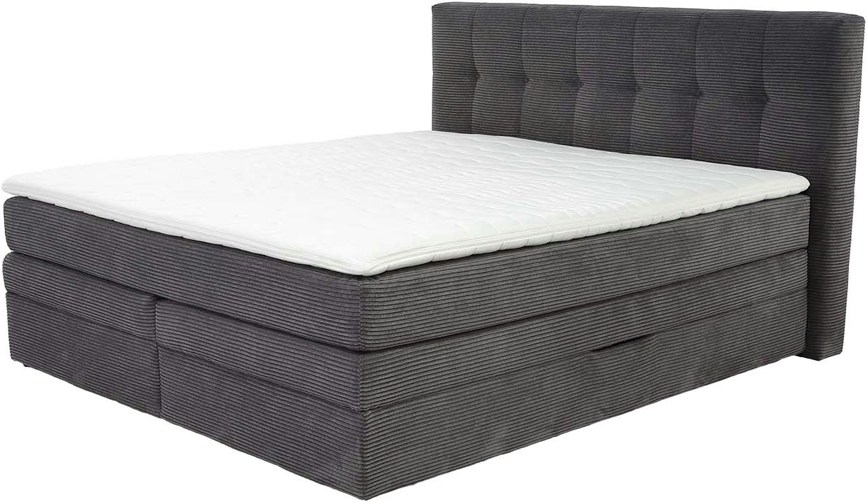 Jockenhöfer Gruppe Boxspringbett AMY in Cord, erhältlich in den Breiten 180cm & 200cm, mit Bettkasten & Kaltschaum-Topper