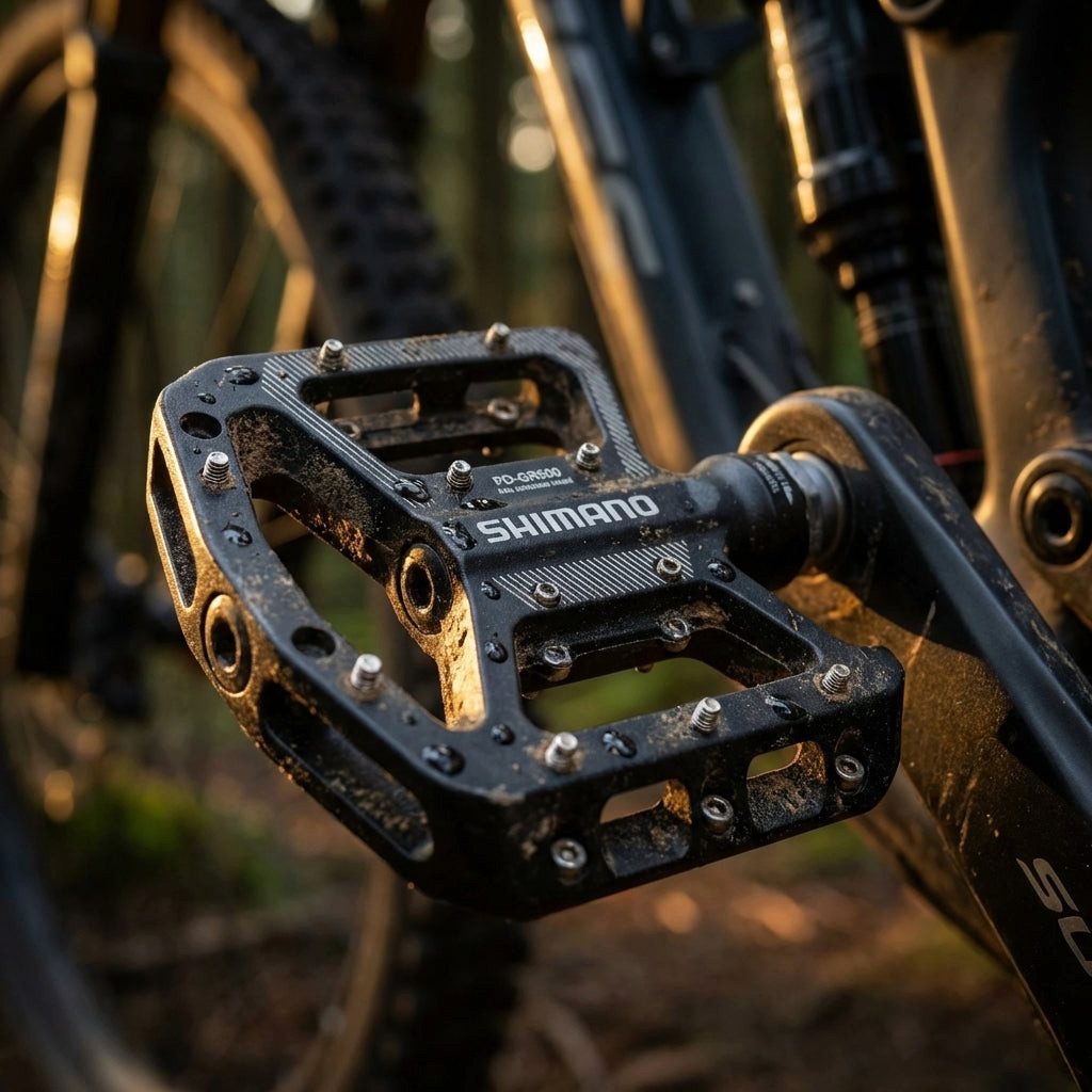 Shimano Plattformpedale SHIMANO Pedal PD-GR500 Schwarz Flat Pedal - stabiler Plattformkörper f