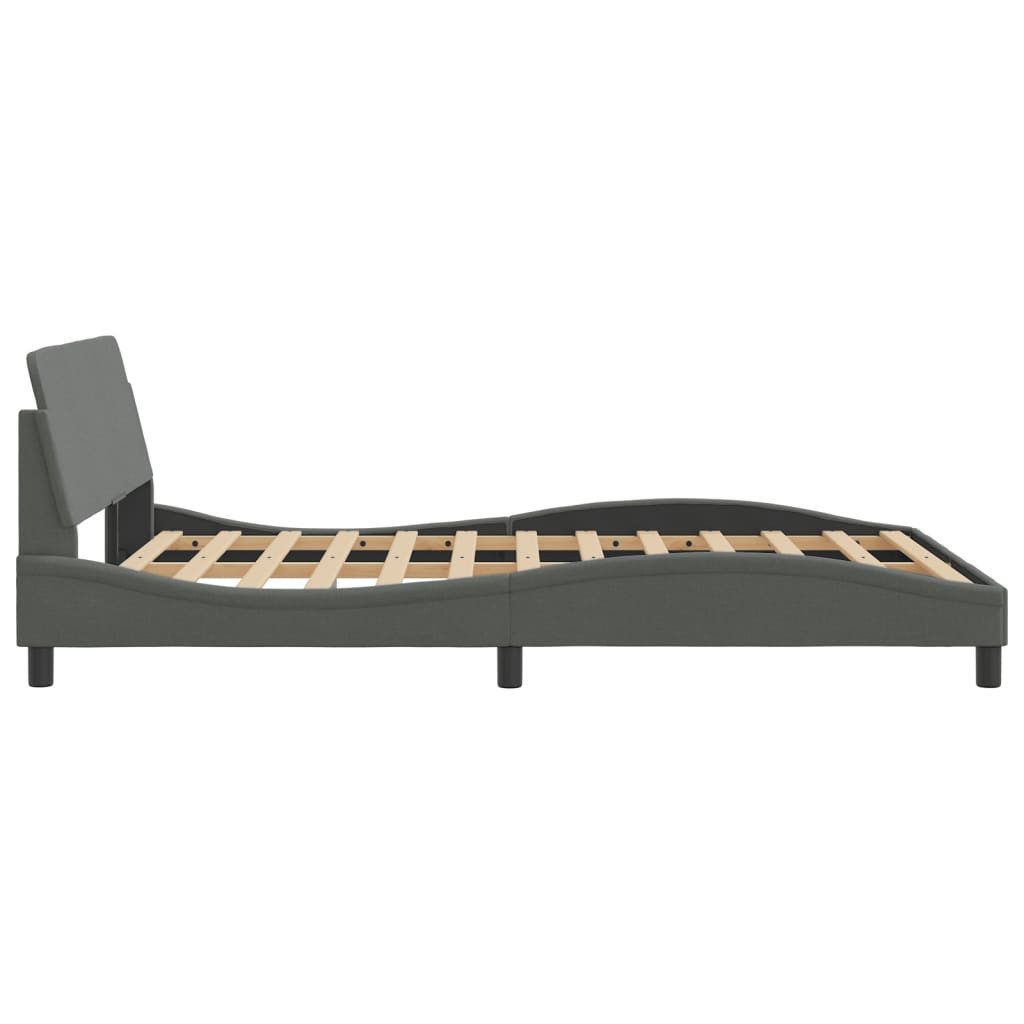 vidaXL Bettgestell 140 x 200 cm Bettgestell Dunkelgrau 140x200 cm mit Kopfteil aus Stoff – Bild 5 von 5