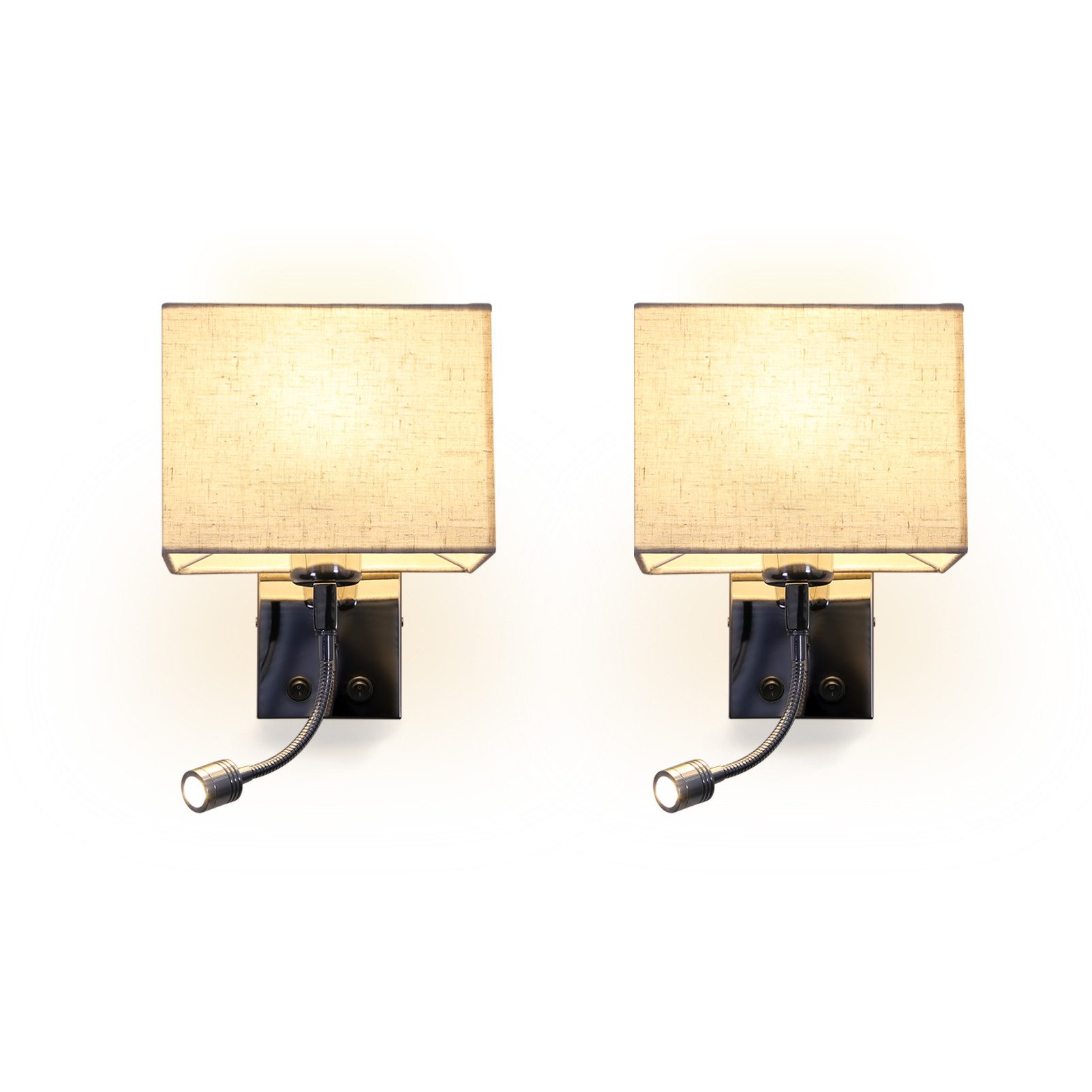 ZMH LED Wandleuchte Leselampe Stoffschirm Schwenkbar günstig online kaufen