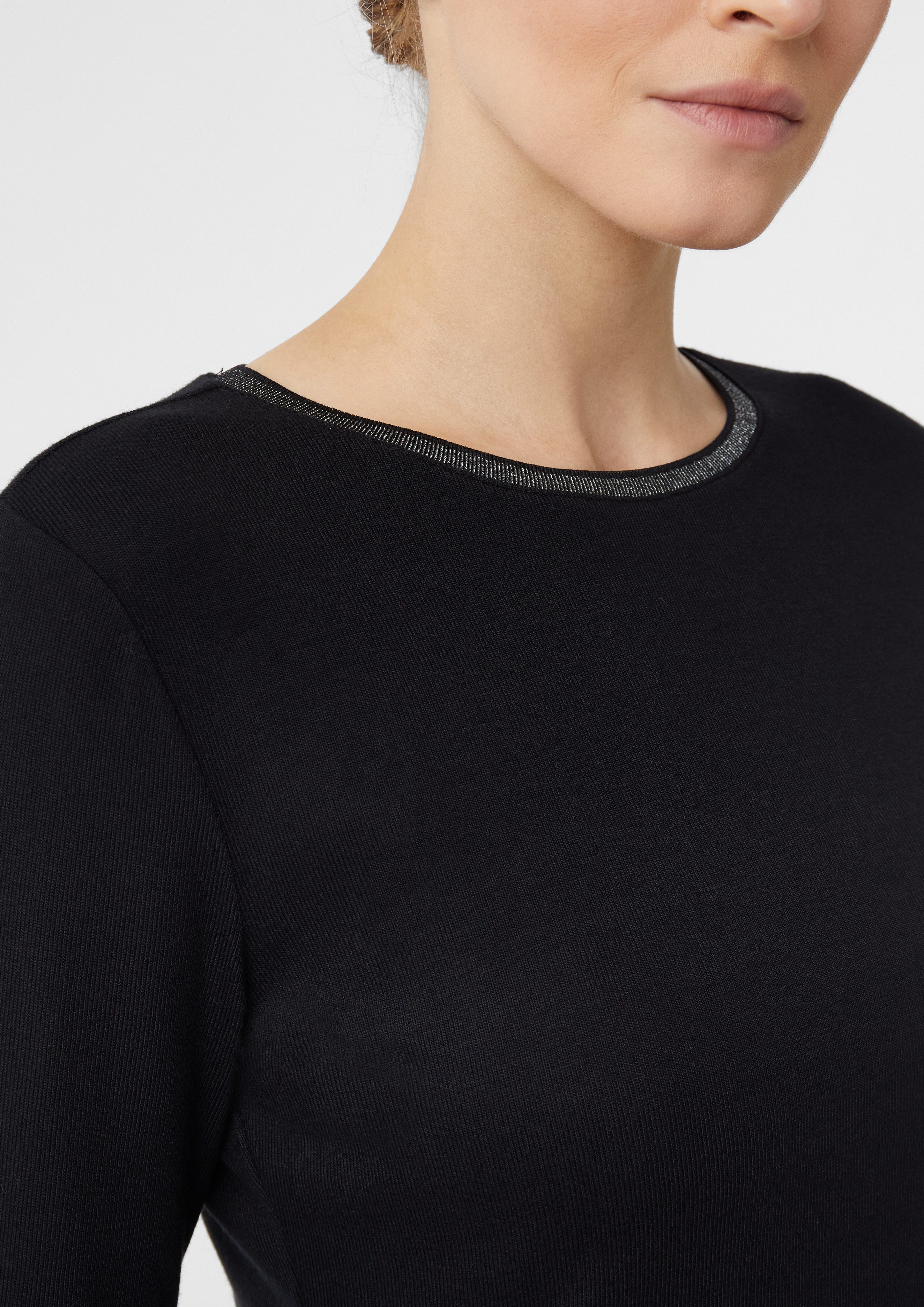 comma casual identity Longsleeve mit Glitzer-Rundhals