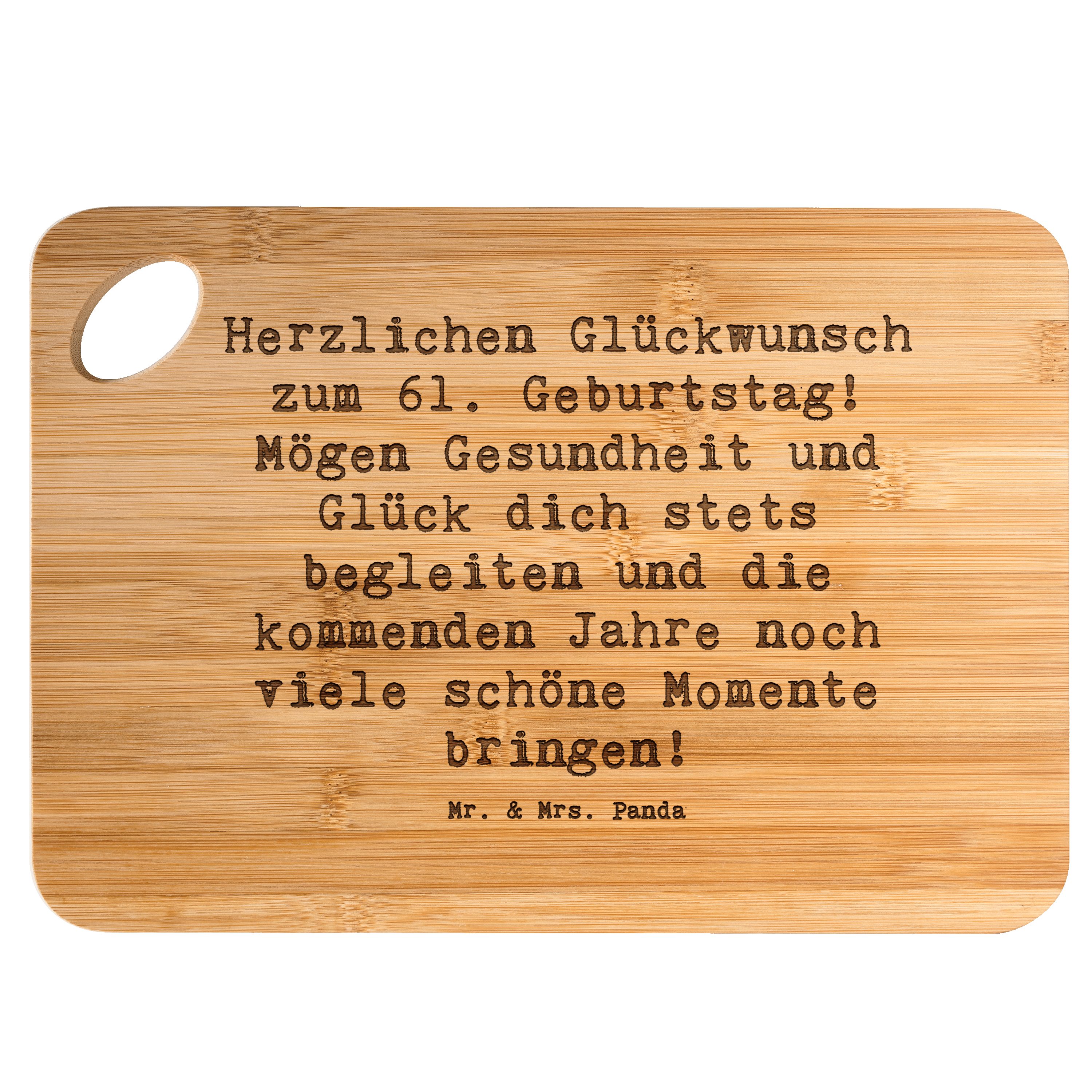 Mr. & Mrs. Panda Servierbrett Spruch 61. Geburtstag Transparent